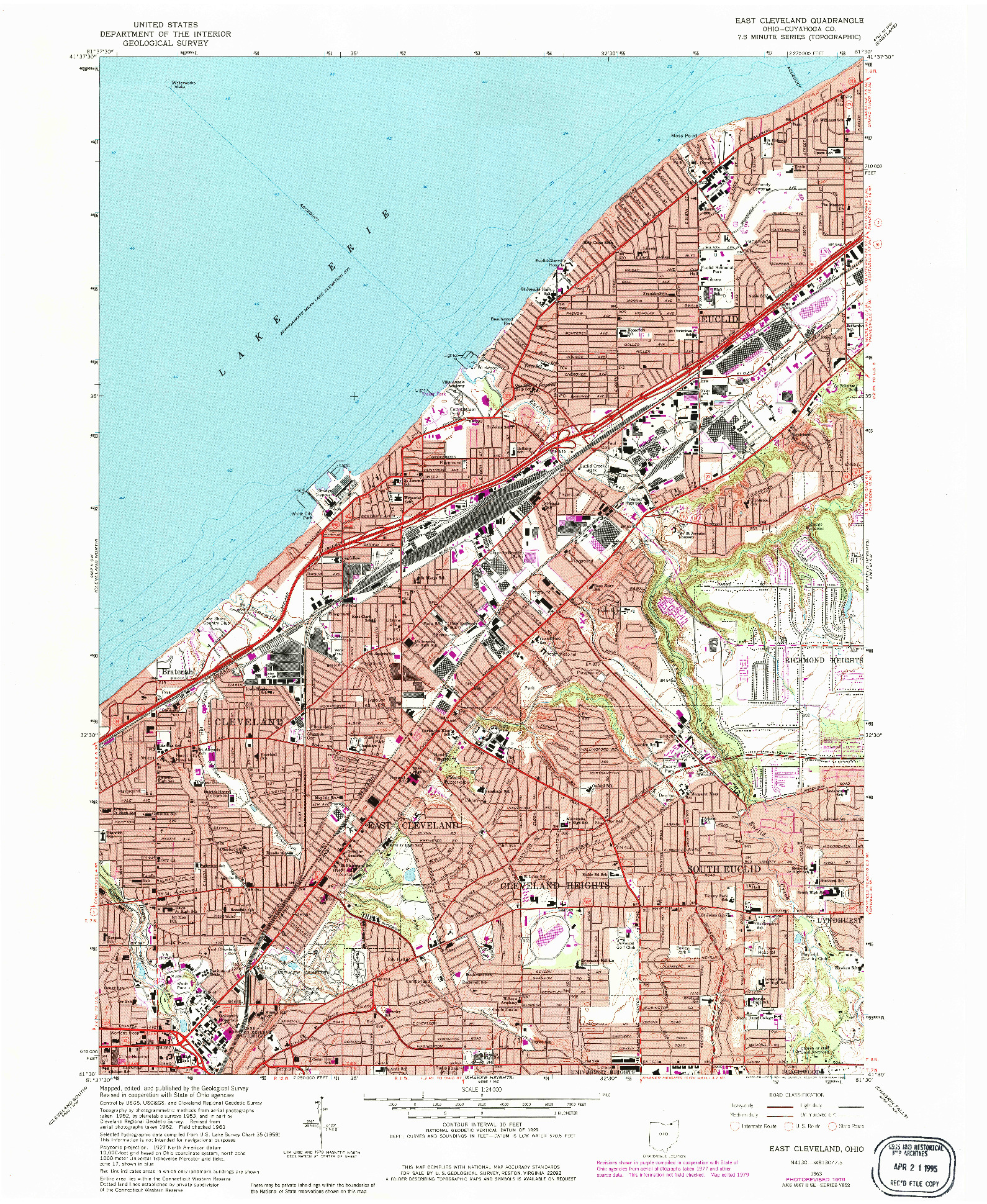 USGS 1:24000-SCALE QUADRANGLE FOR EAST CLEVELAND, OH 1963