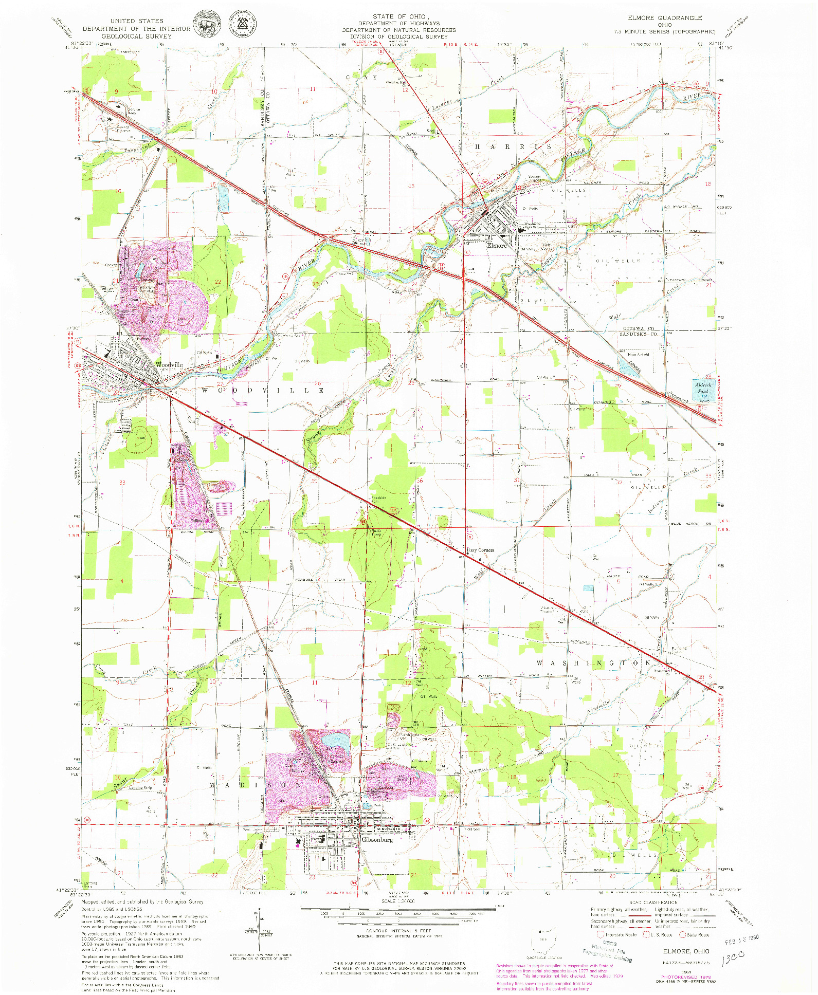 USGS 1:24000-SCALE QUADRANGLE FOR ELMORE, OH 1969