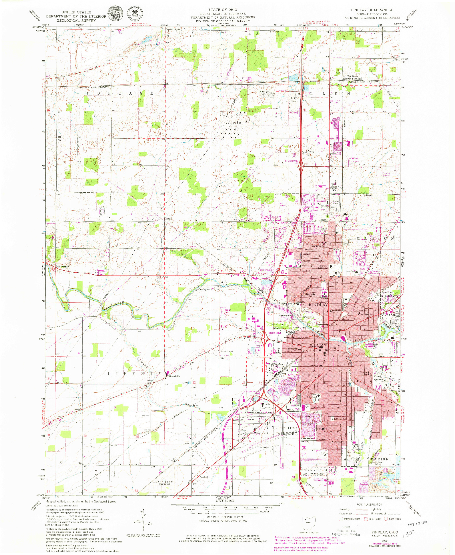 USGS 1:24000-SCALE QUADRANGLE FOR FINDLAY, OH 1960