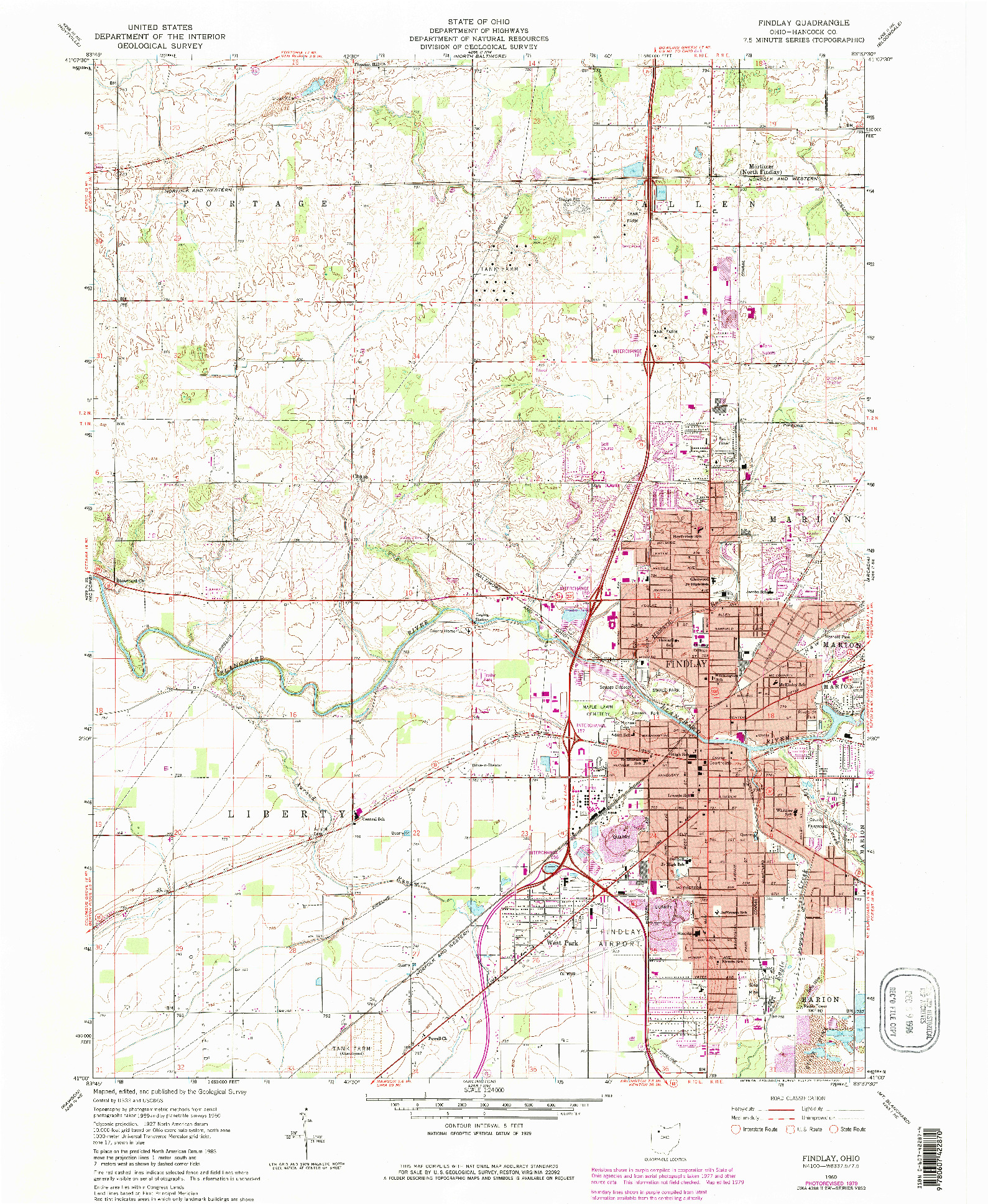 USGS 1:24000-SCALE QUADRANGLE FOR FINDLAY, OH 1960