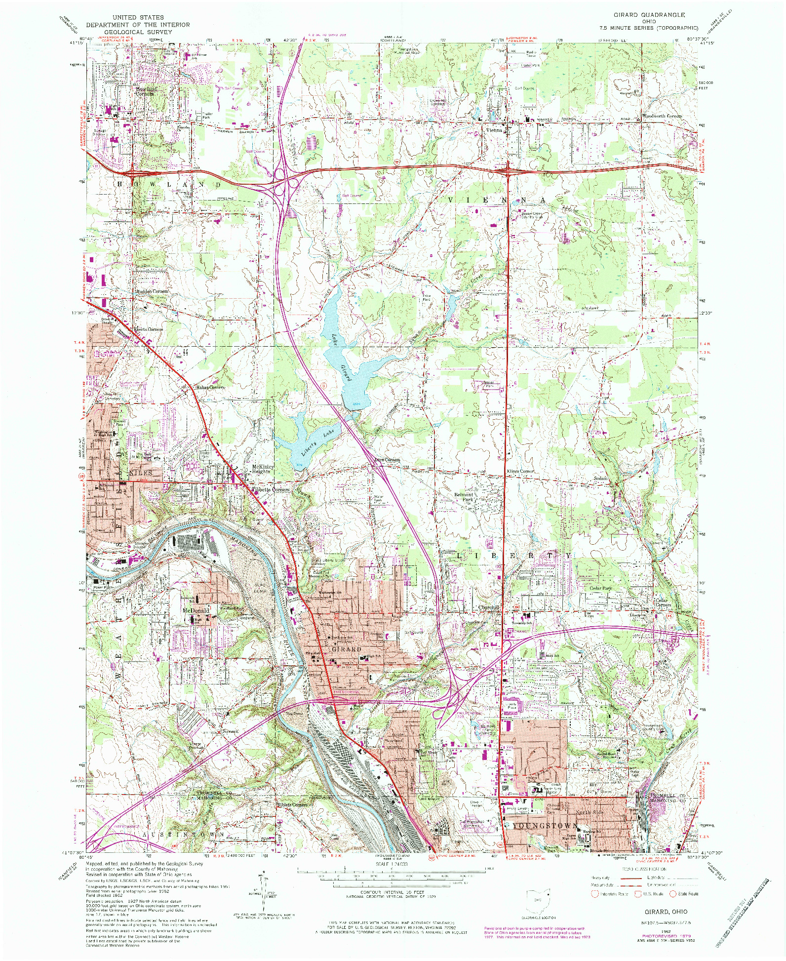 USGS 1:24000-SCALE QUADRANGLE FOR GIRARD, OH 1962