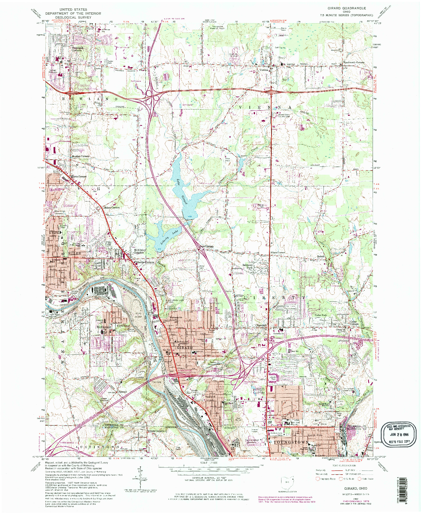 USGS 1:24000-SCALE QUADRANGLE FOR GIRARD, OH 1962