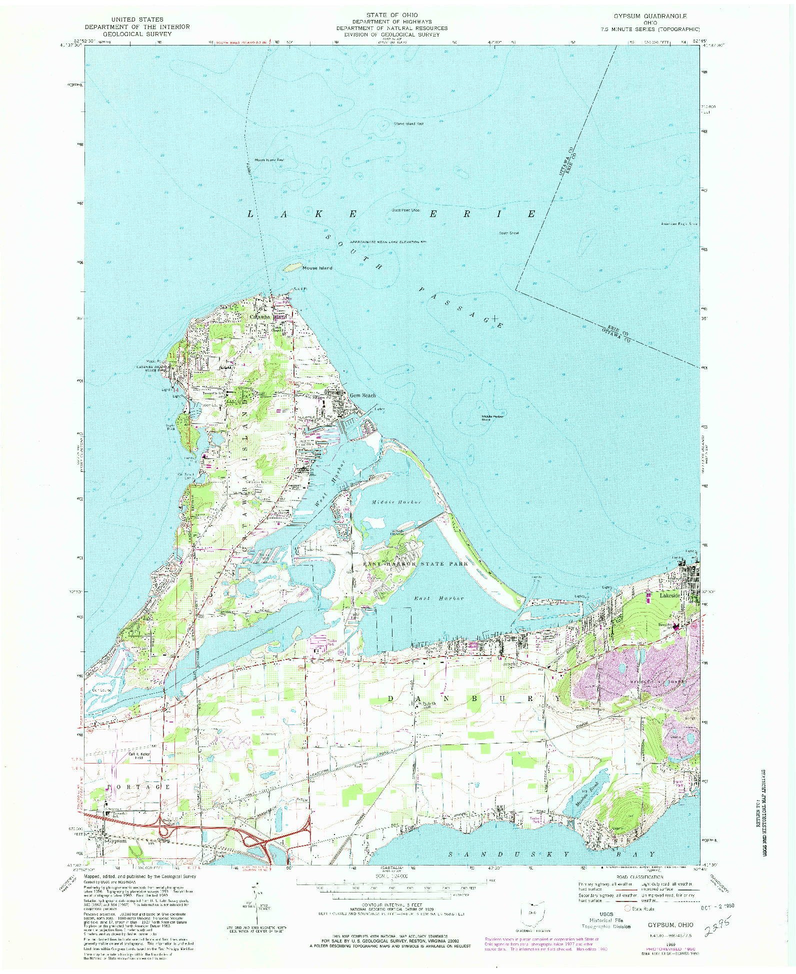 USGS 1:24000-SCALE QUADRANGLE FOR GYPSUM, OH 1969