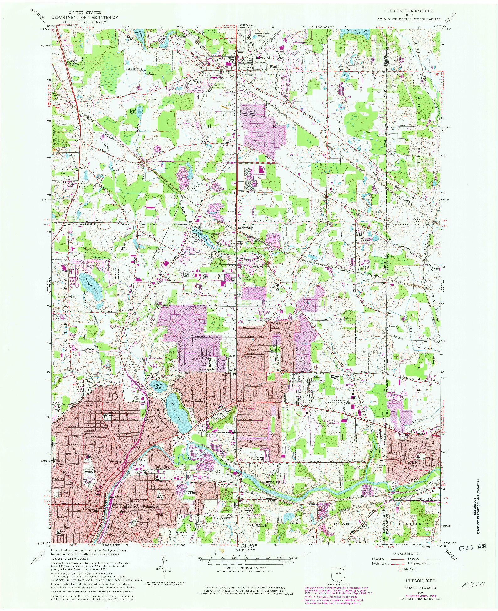 USGS 1:24000-SCALE QUADRANGLE FOR HUDSON, OH 1963