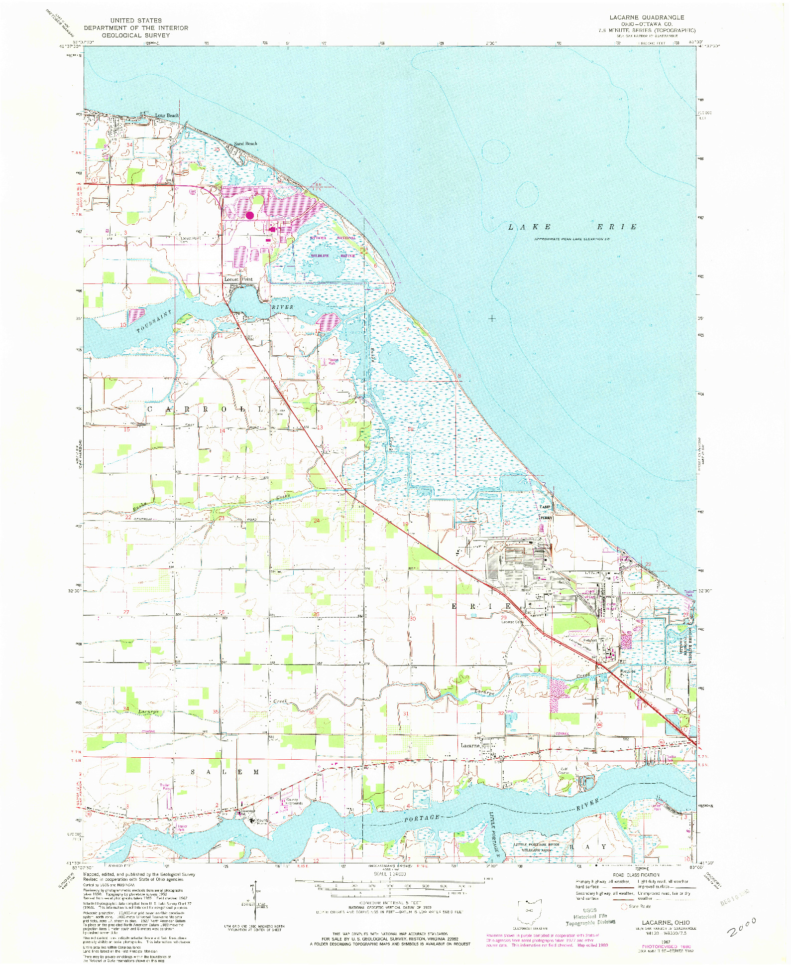 USGS 1:24000-SCALE QUADRANGLE FOR LACARNE, OH 1967