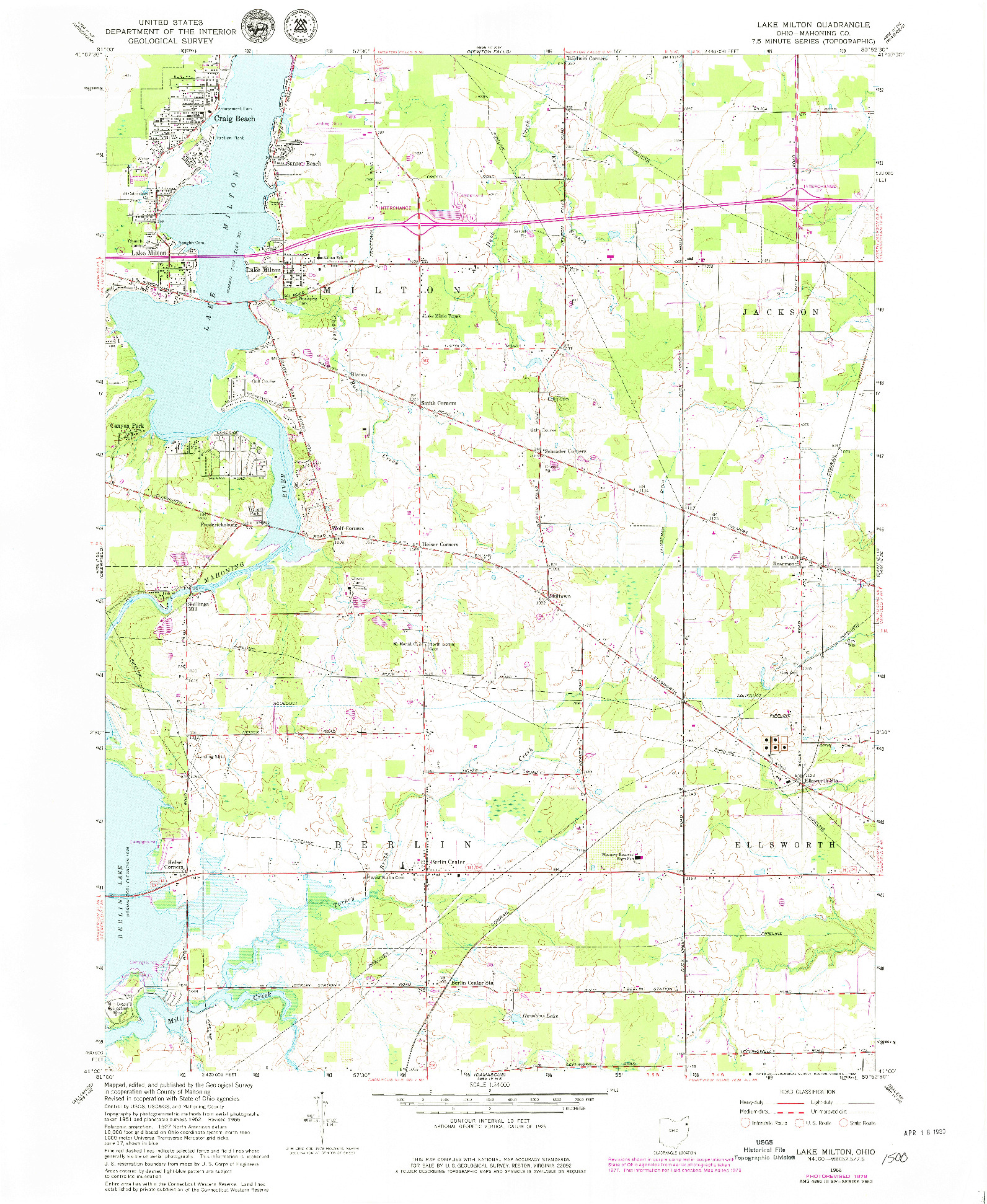 USGS 1:24000-SCALE QUADRANGLE FOR LAKE MILTON, OH 1966