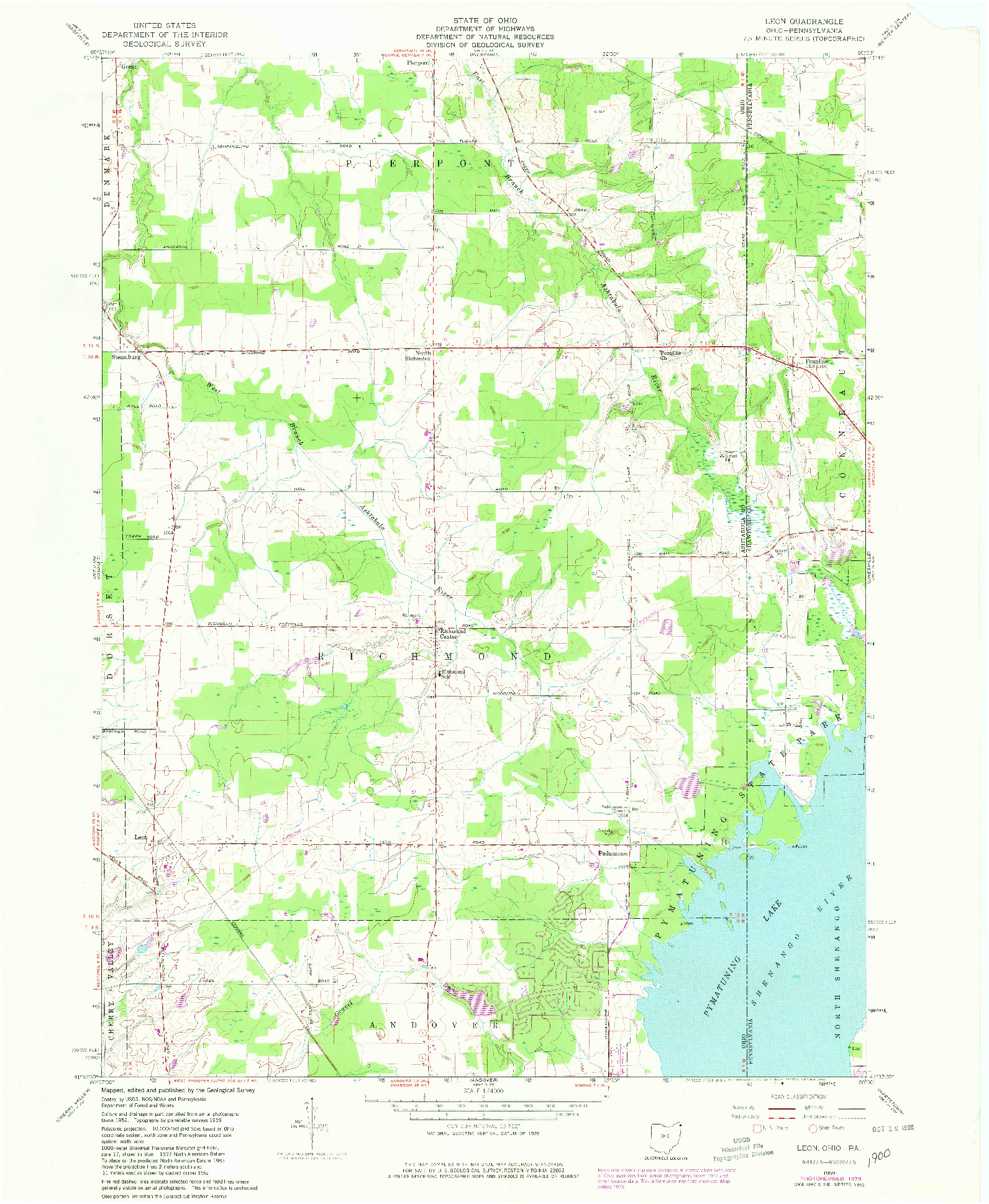 USGS 1:24000-SCALE QUADRANGLE FOR LEON, OH 1959