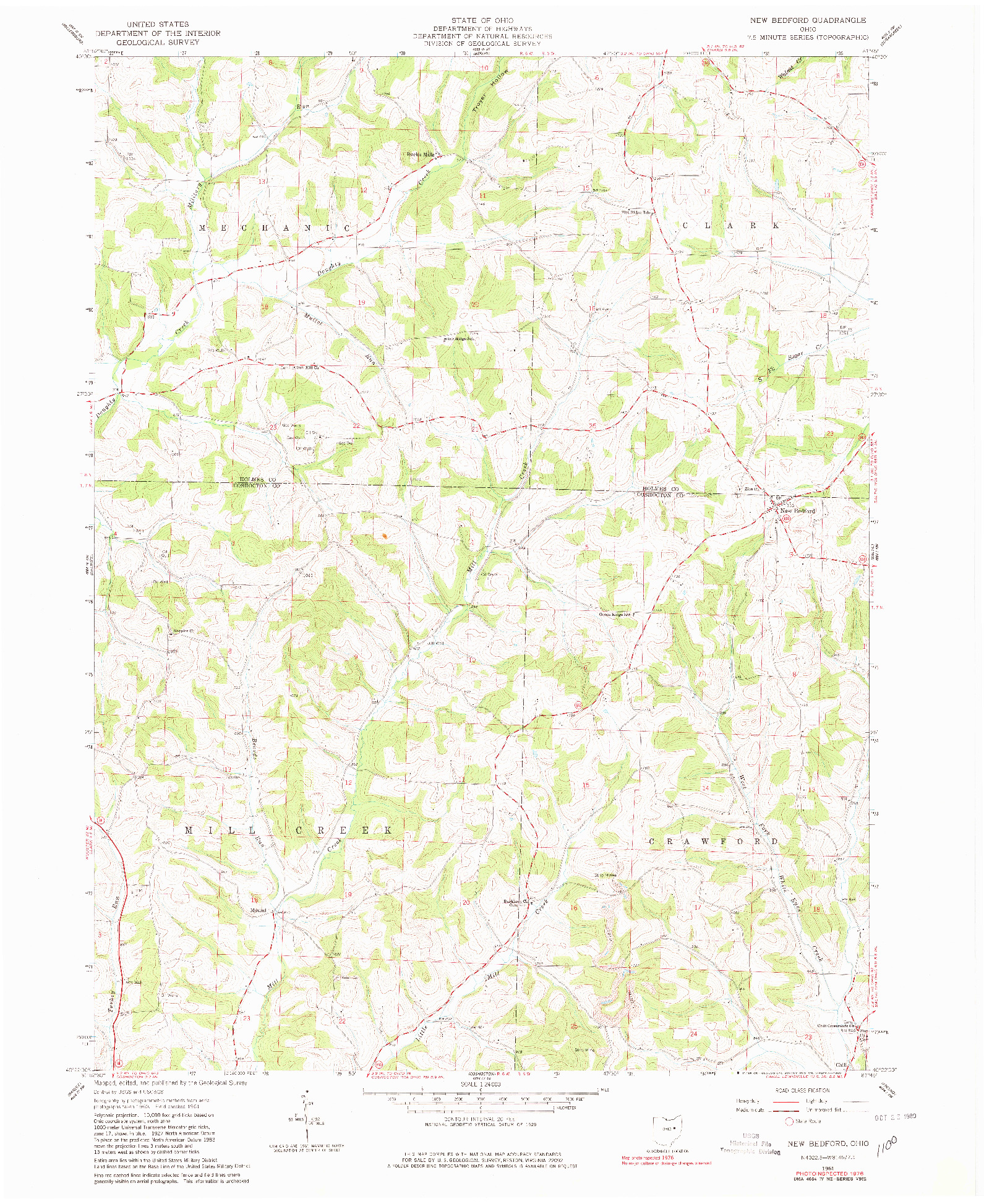 USGS 1:24000-SCALE QUADRANGLE FOR NEW BEDFORD, OH 1961