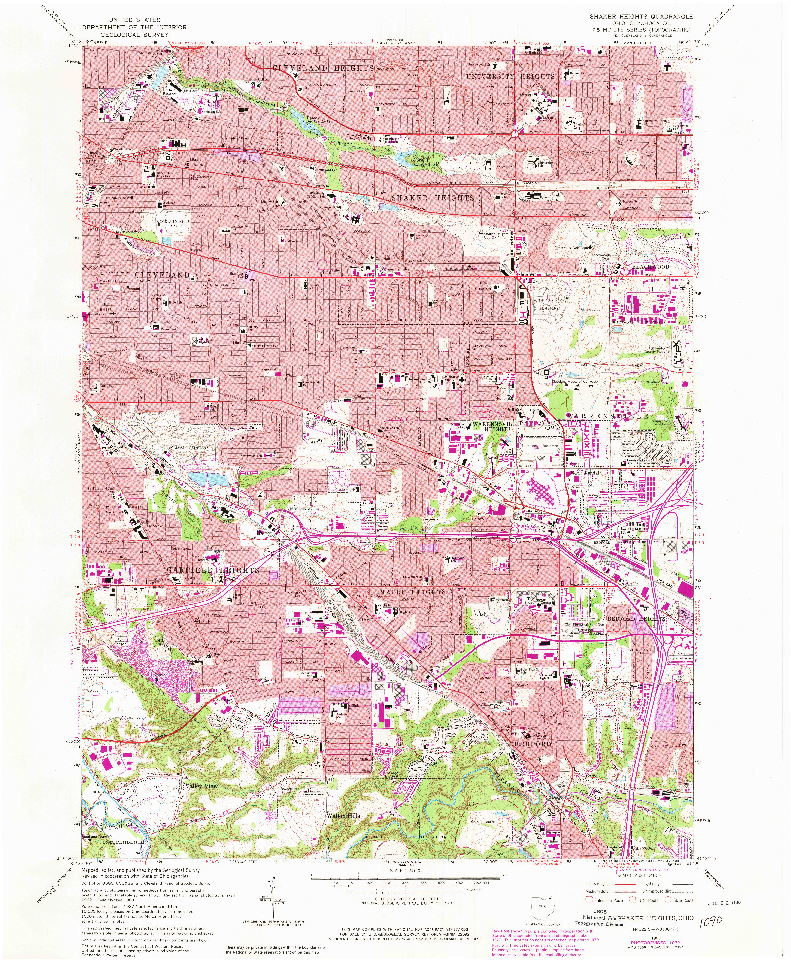 USGS 1:24000-SCALE QUADRANGLE FOR SHAKER HEIGHTS, OH 1963