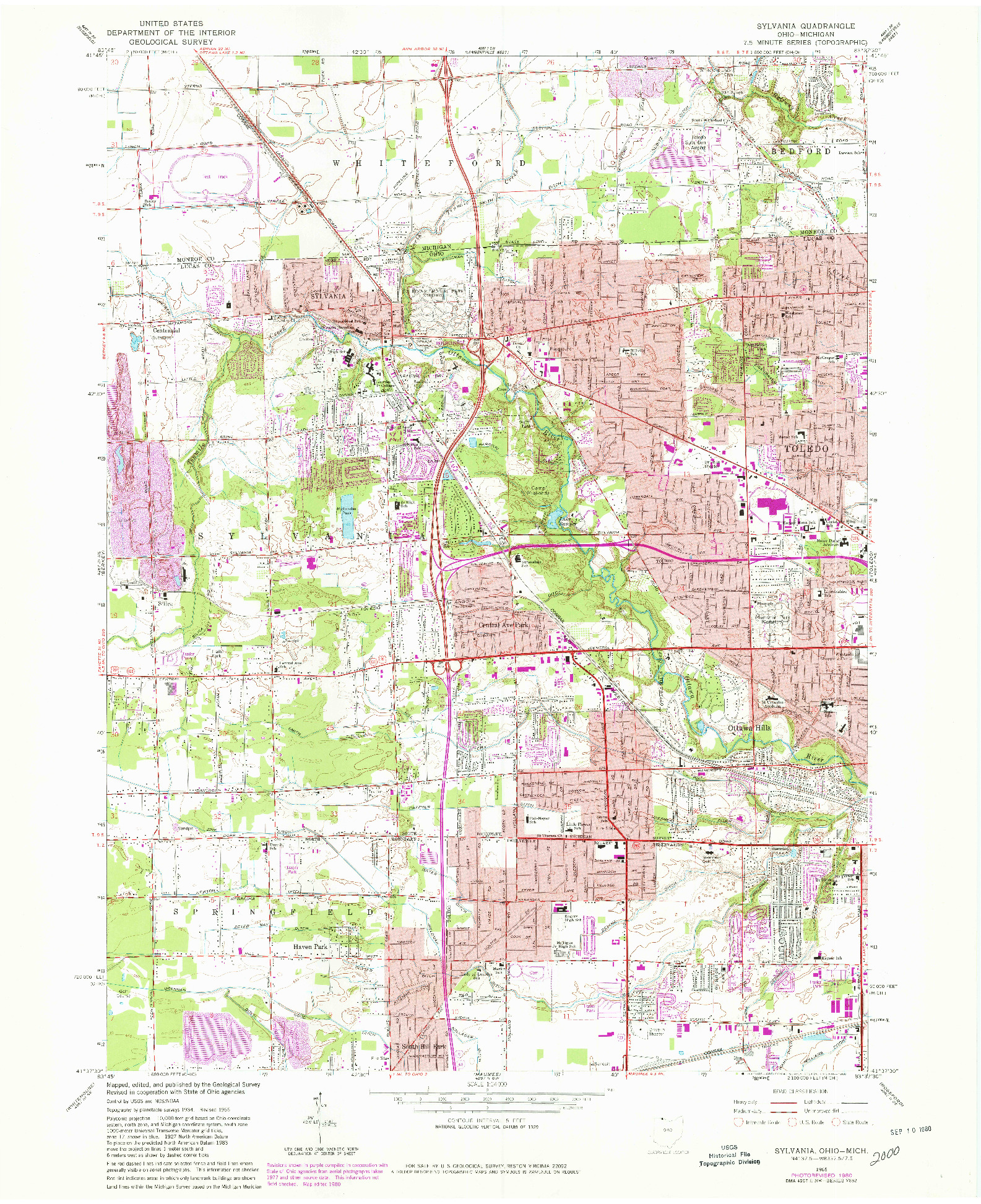 USGS 1:24000-SCALE QUADRANGLE FOR SYLVANIA, OH 1965