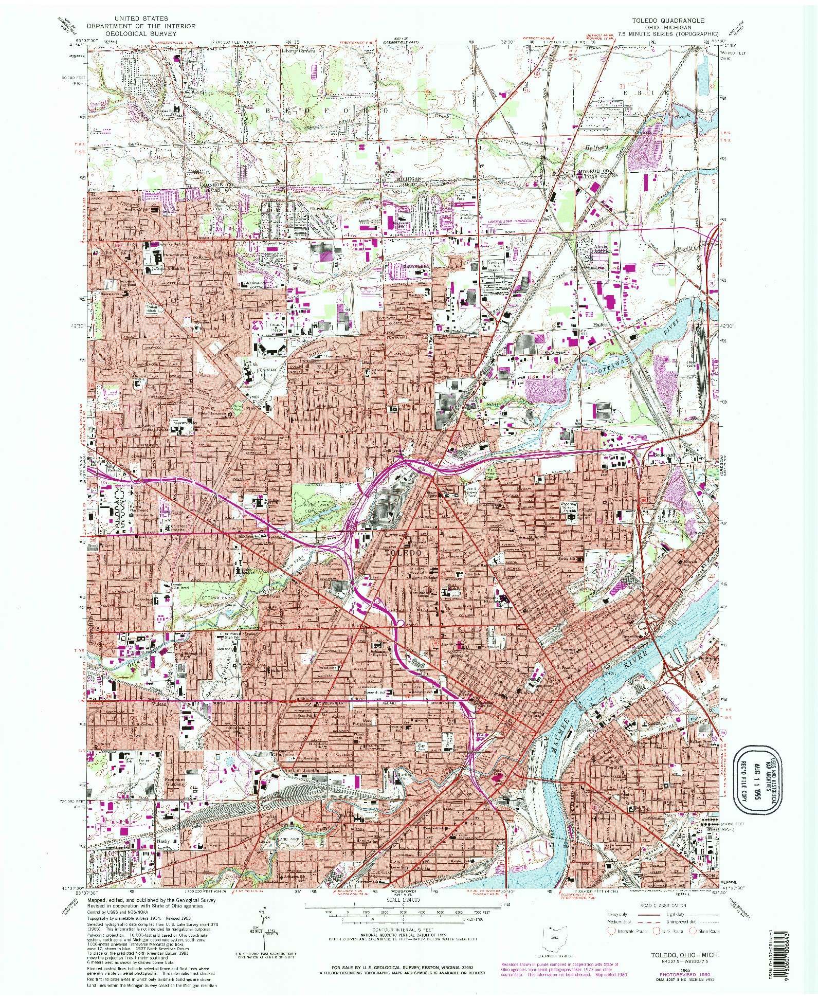 USGS 1:24000-SCALE QUADRANGLE FOR TOLEDO, OH 1965