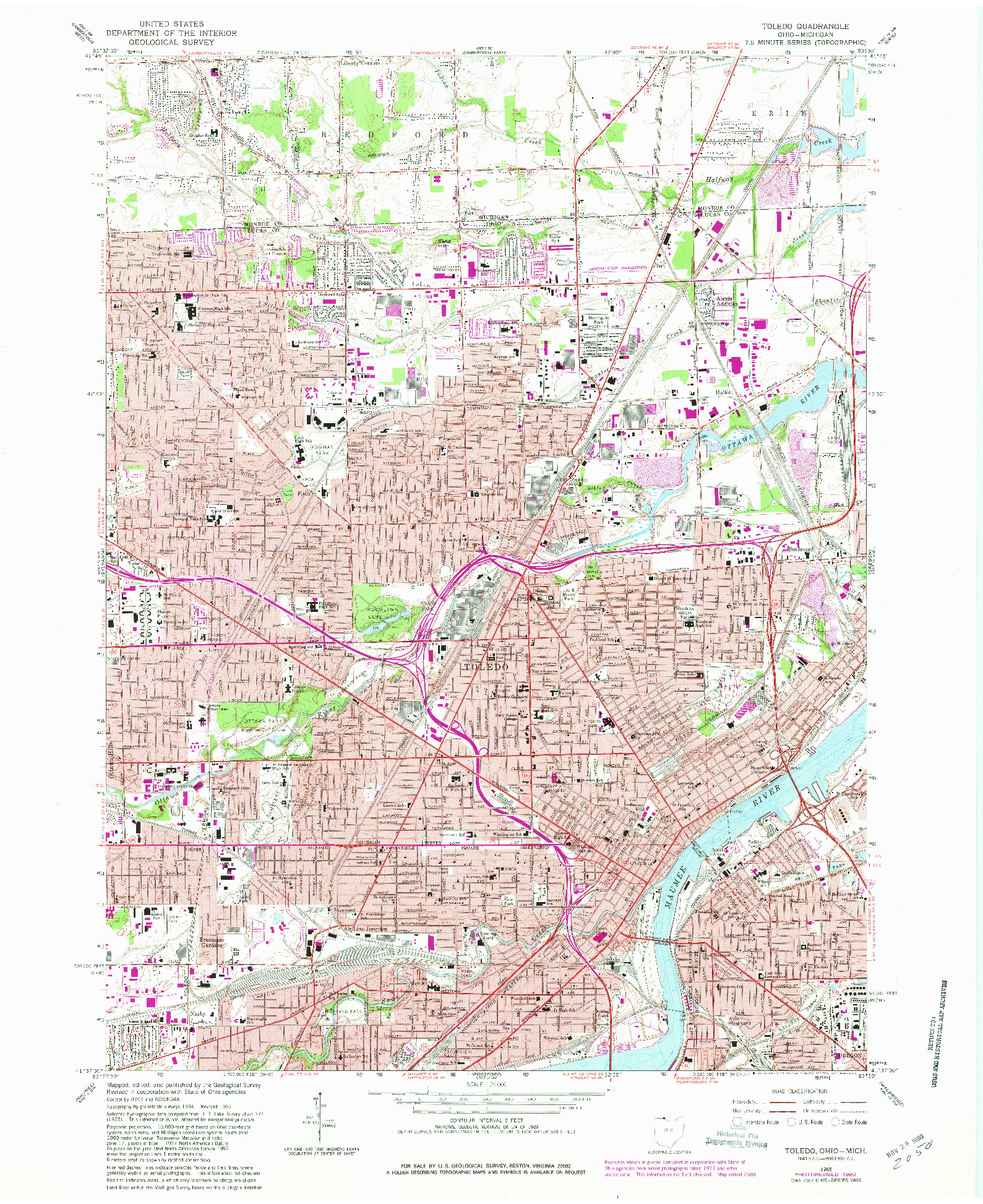 USGS 1:24000-SCALE QUADRANGLE FOR TOLEDO, OH 1965