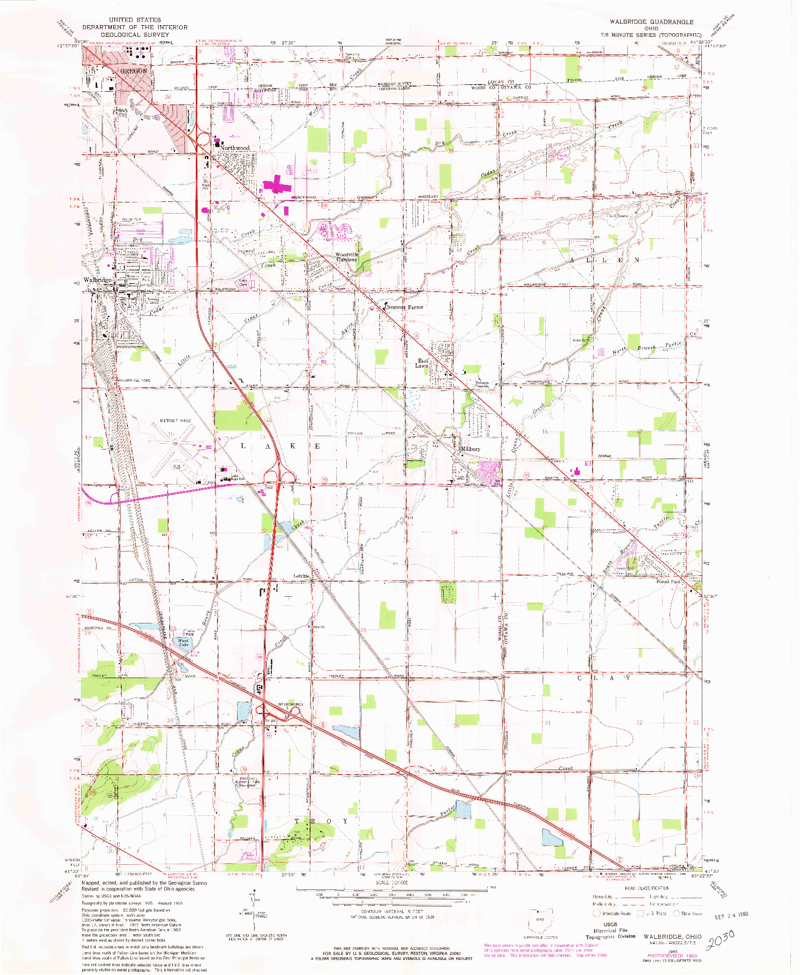 USGS 1:24000-SCALE QUADRANGLE FOR WALBRIDGE, OH 1965