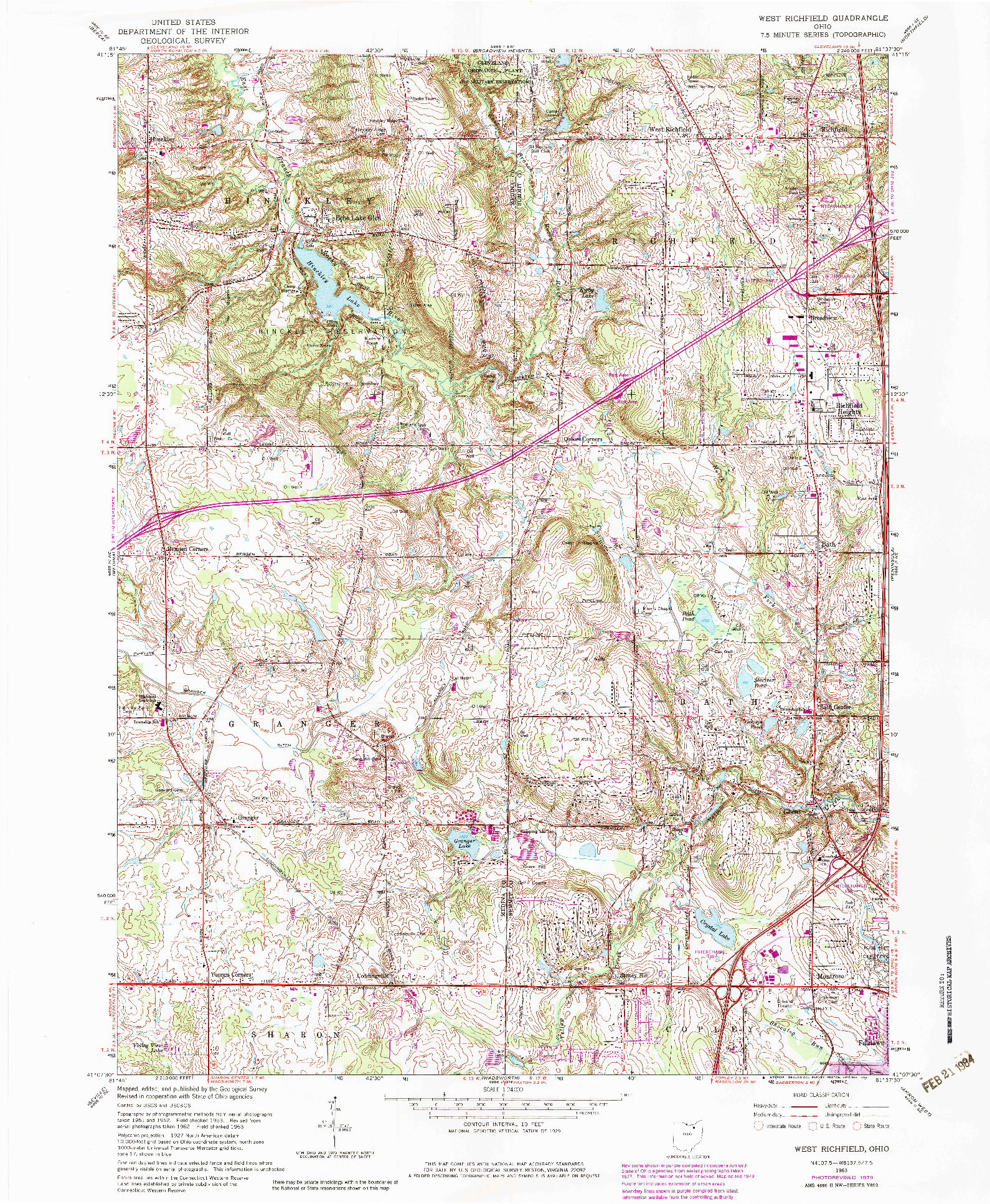 USGS 1:24000-SCALE QUADRANGLE FOR WEST RICHFIELD, OH 1963