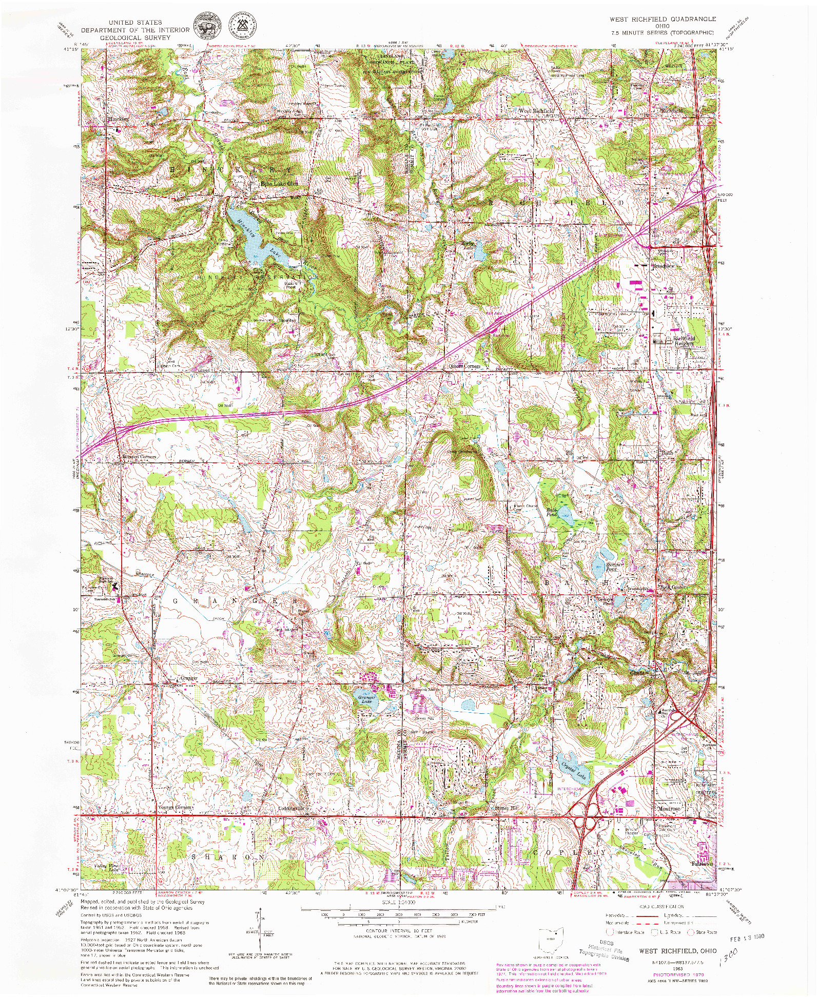 USGS 1:24000-SCALE QUADRANGLE FOR WEST RICHFIELD, OH 1963