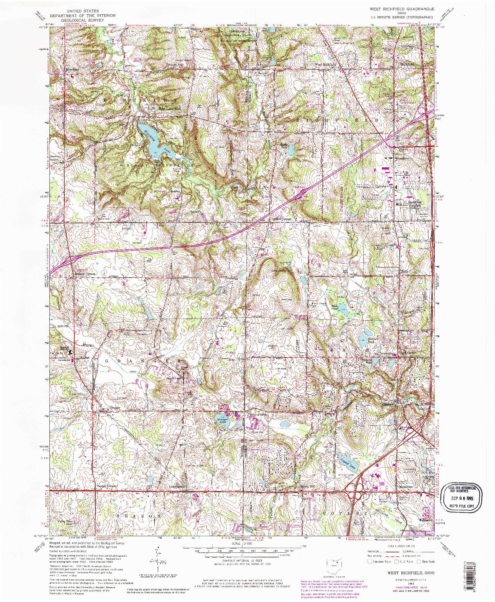 USGS 1:24000-SCALE QUADRANGLE FOR WEST RICHFIELD, OH 1963