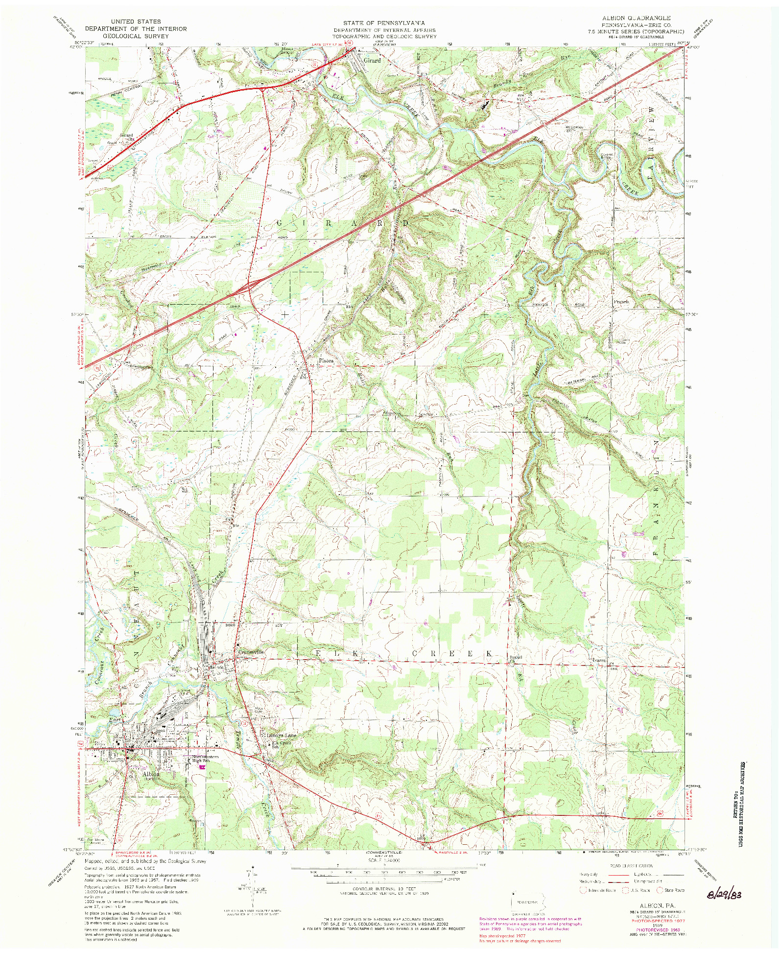 USGS 1:24000-SCALE QUADRANGLE FOR ALBION, PA 1959