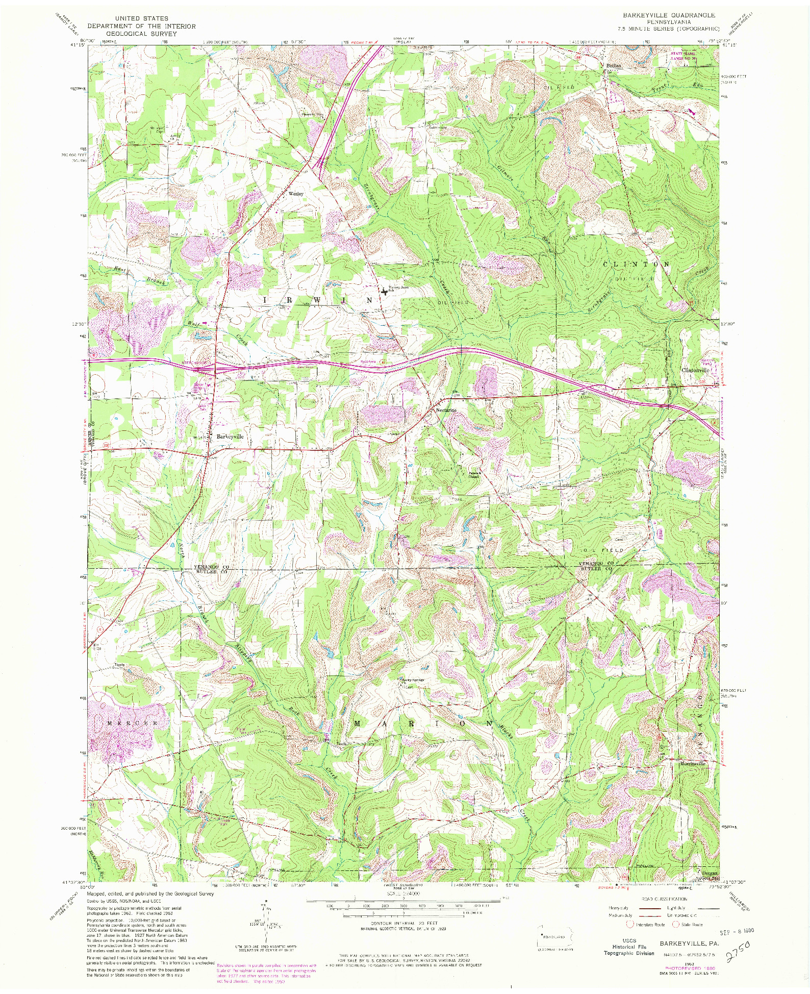 USGS 1:24000-SCALE QUADRANGLE FOR BARKEYVILLE, PA 1963