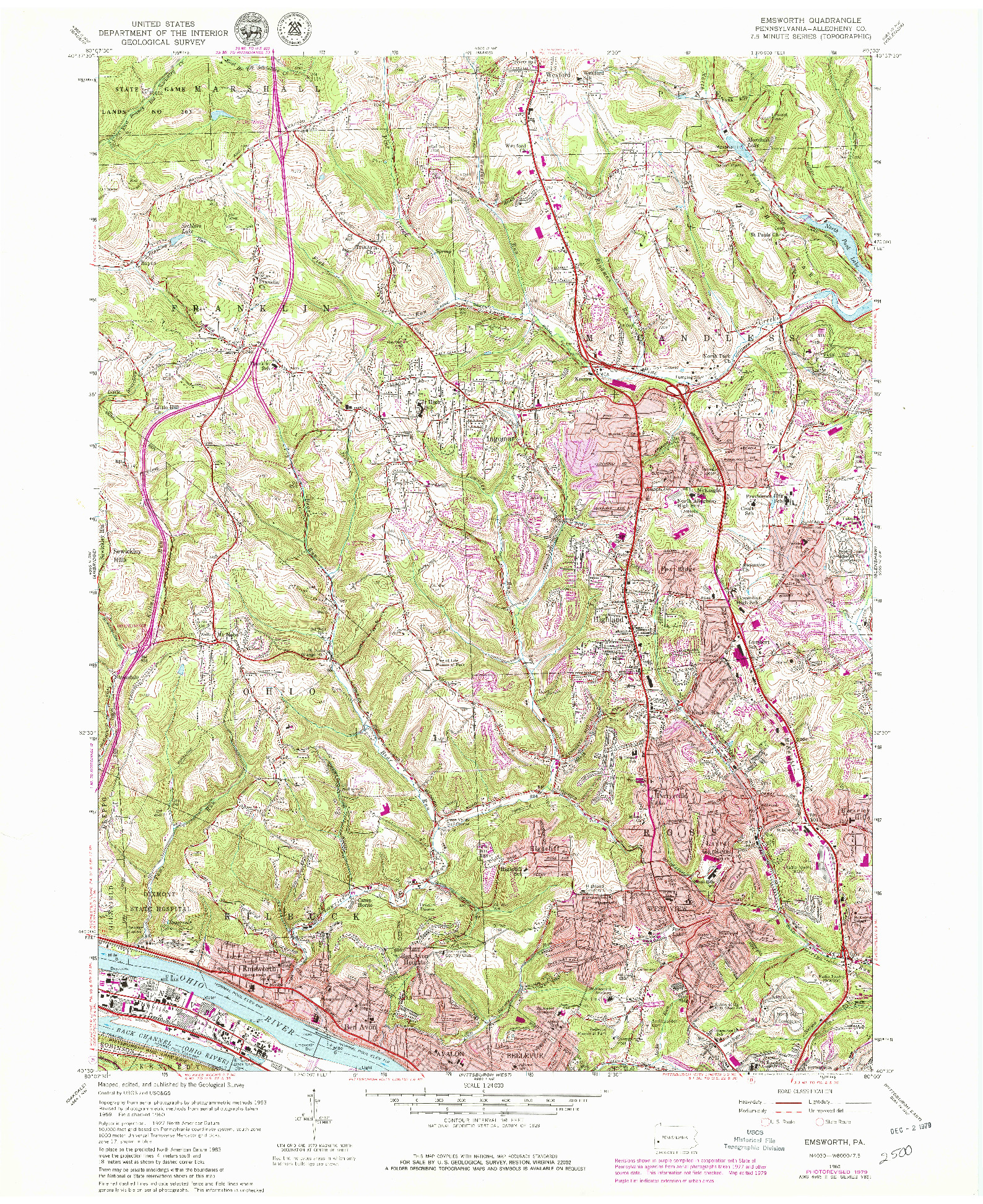 USGS 1:24000-SCALE QUADRANGLE FOR EMSWORTH, PA 1960