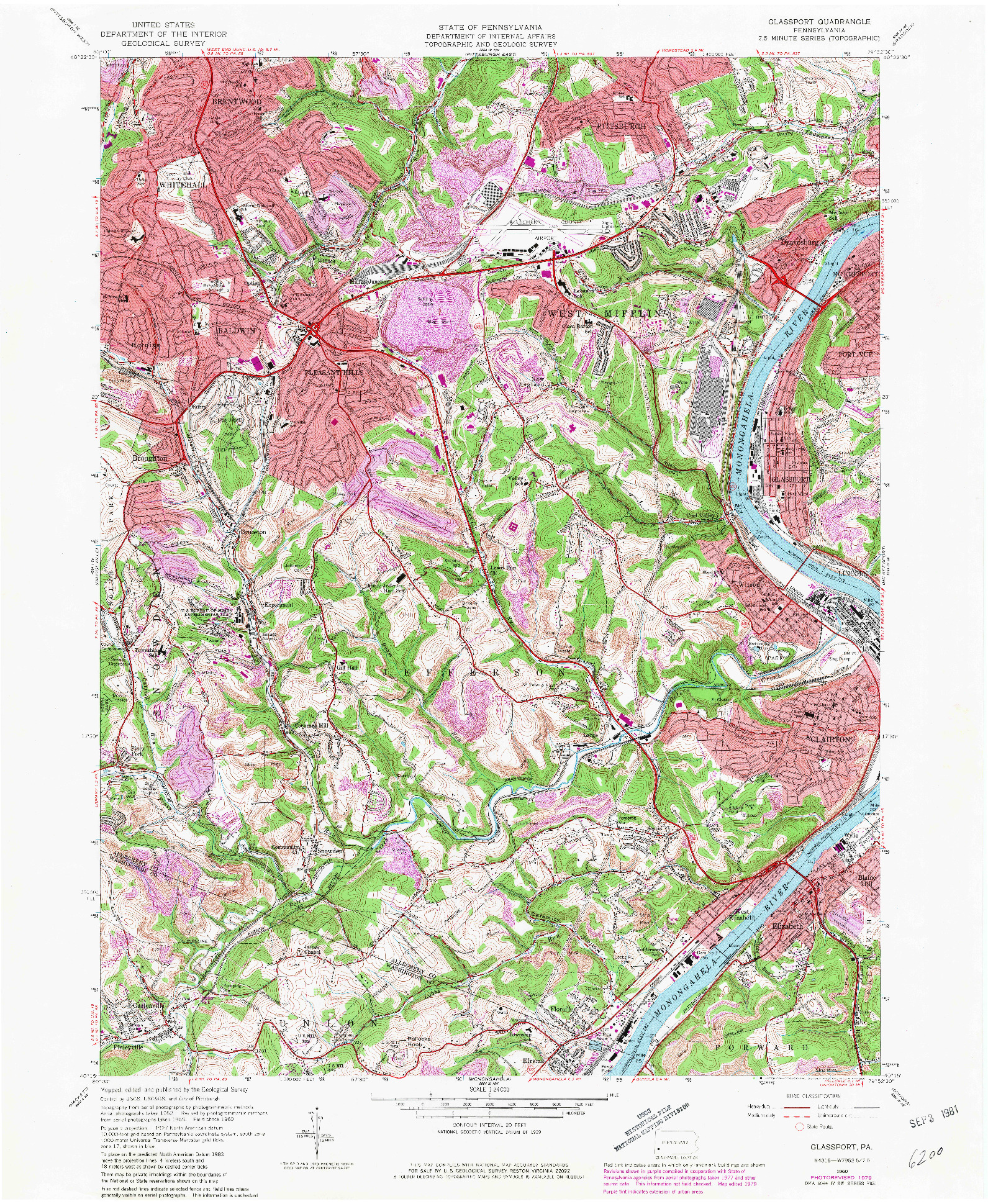 USGS 1:24000-SCALE QUADRANGLE FOR GLASSPORT, PA 1960