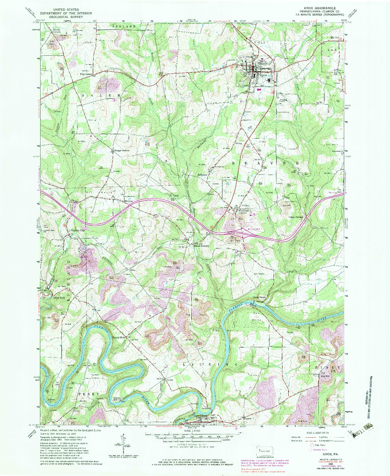 USGS 1:24000-SCALE QUADRANGLE FOR KNOX, PA 1963