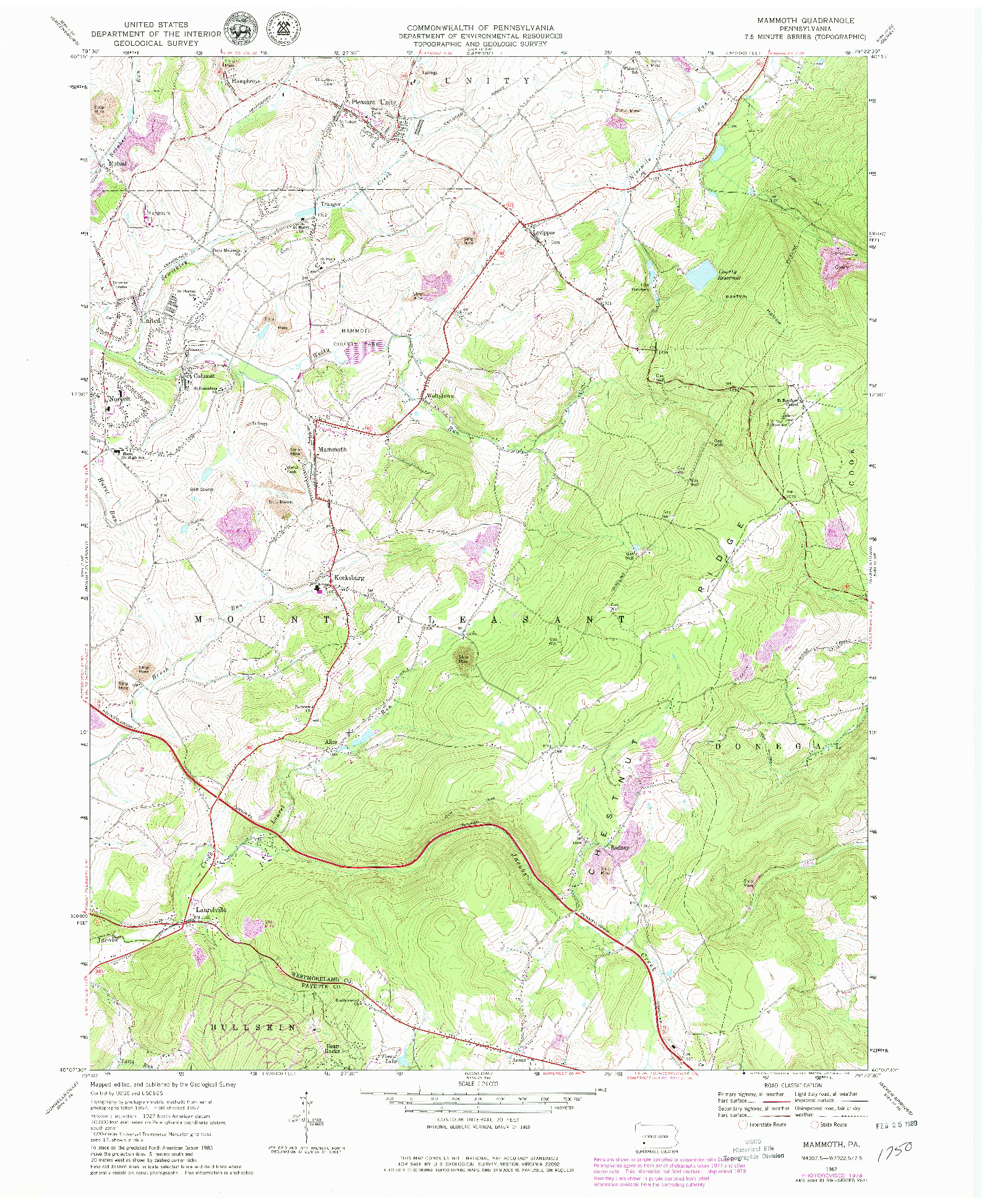 USGS 1:24000-SCALE QUADRANGLE FOR MAMMOTH, PA 1967