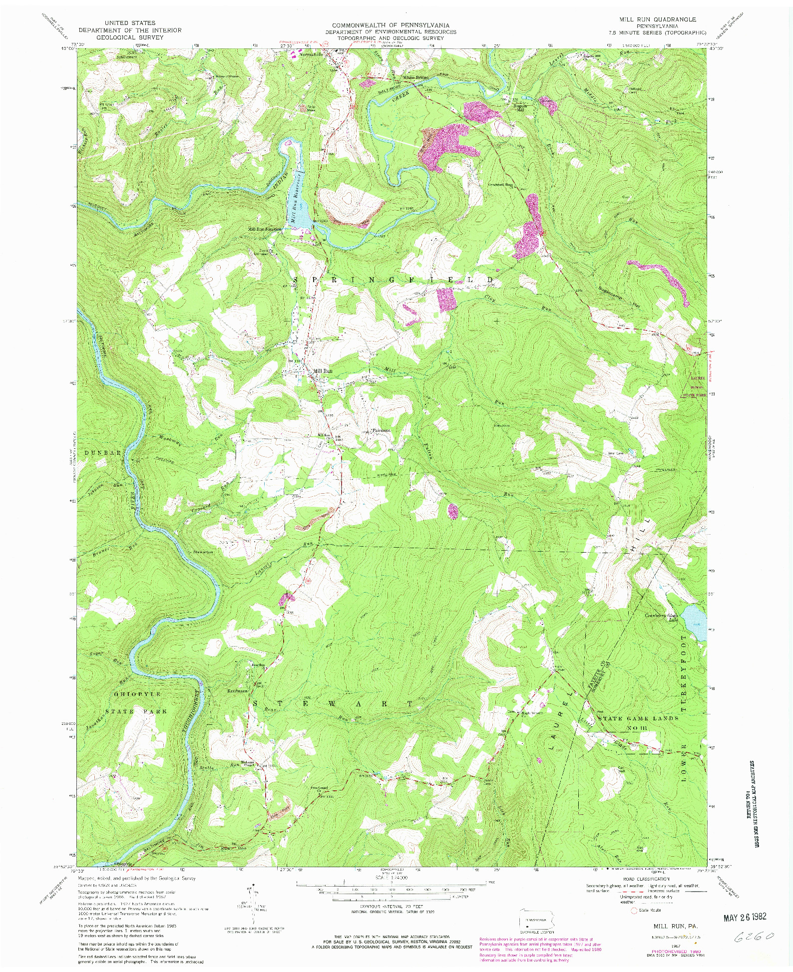 USGS 1:24000-SCALE QUADRANGLE FOR MILL RUN, PA 1967
