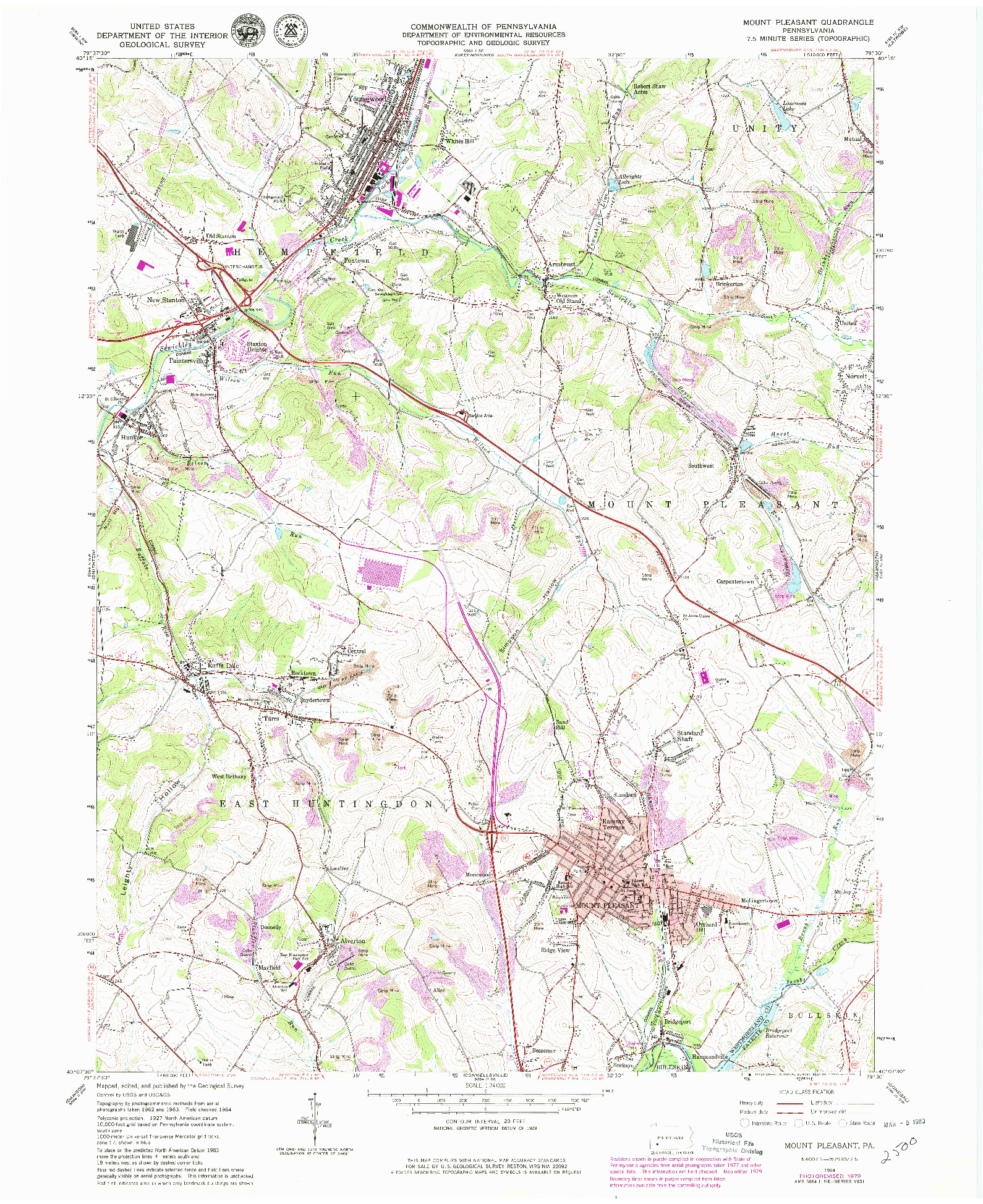 USGS 1:24000-SCALE QUADRANGLE FOR MOUNT PLEASANT, PA 1964