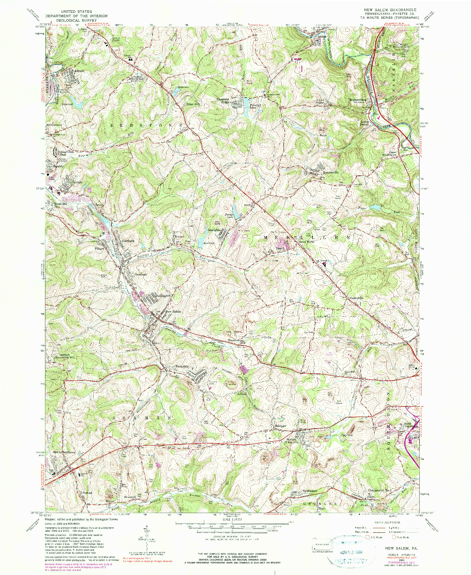 USGS 1:24000-SCALE QUADRANGLE FOR NEW SALEM, PA 1964