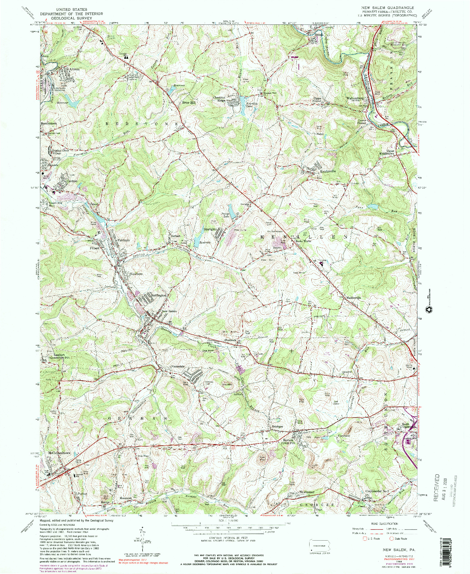USGS 1:24000-SCALE QUADRANGLE FOR NEW SALEM, PA 1964
