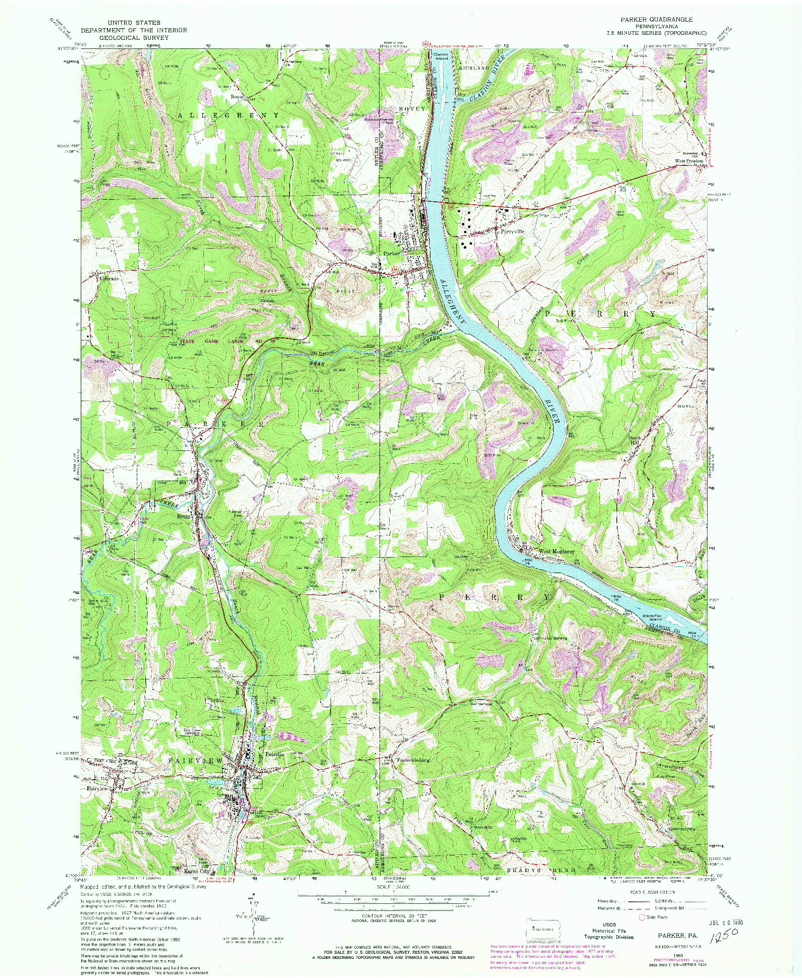 USGS 1:24000-SCALE QUADRANGLE FOR PARKER, PA 1963