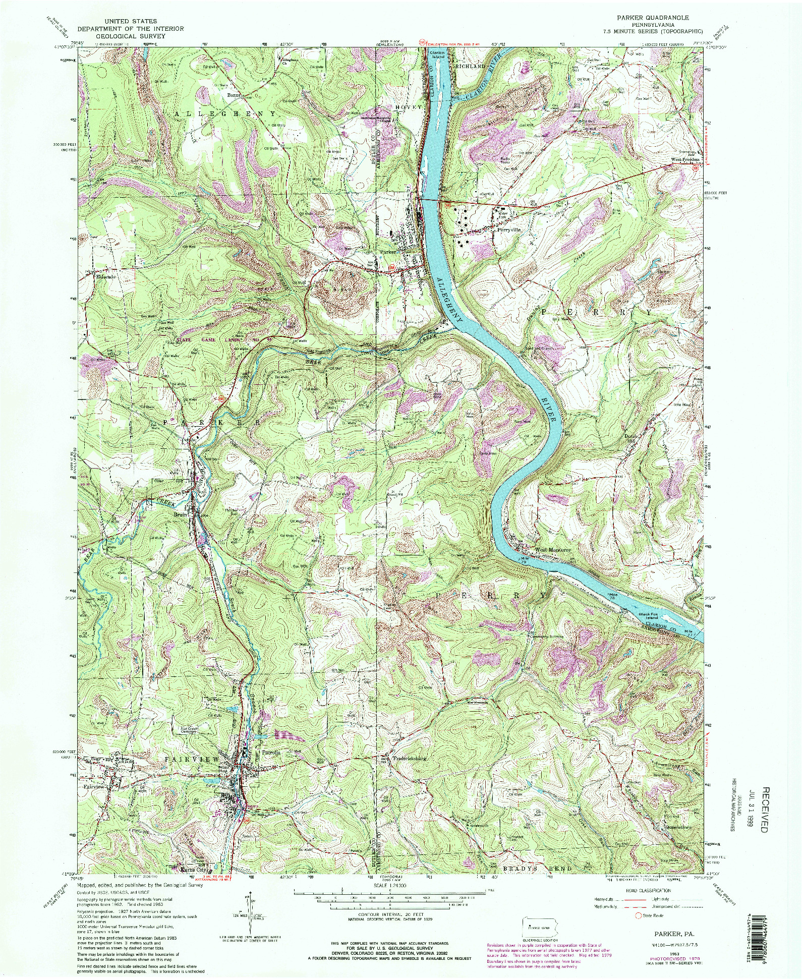 USGS 1:24000-SCALE QUADRANGLE FOR PARKER, PA 1963