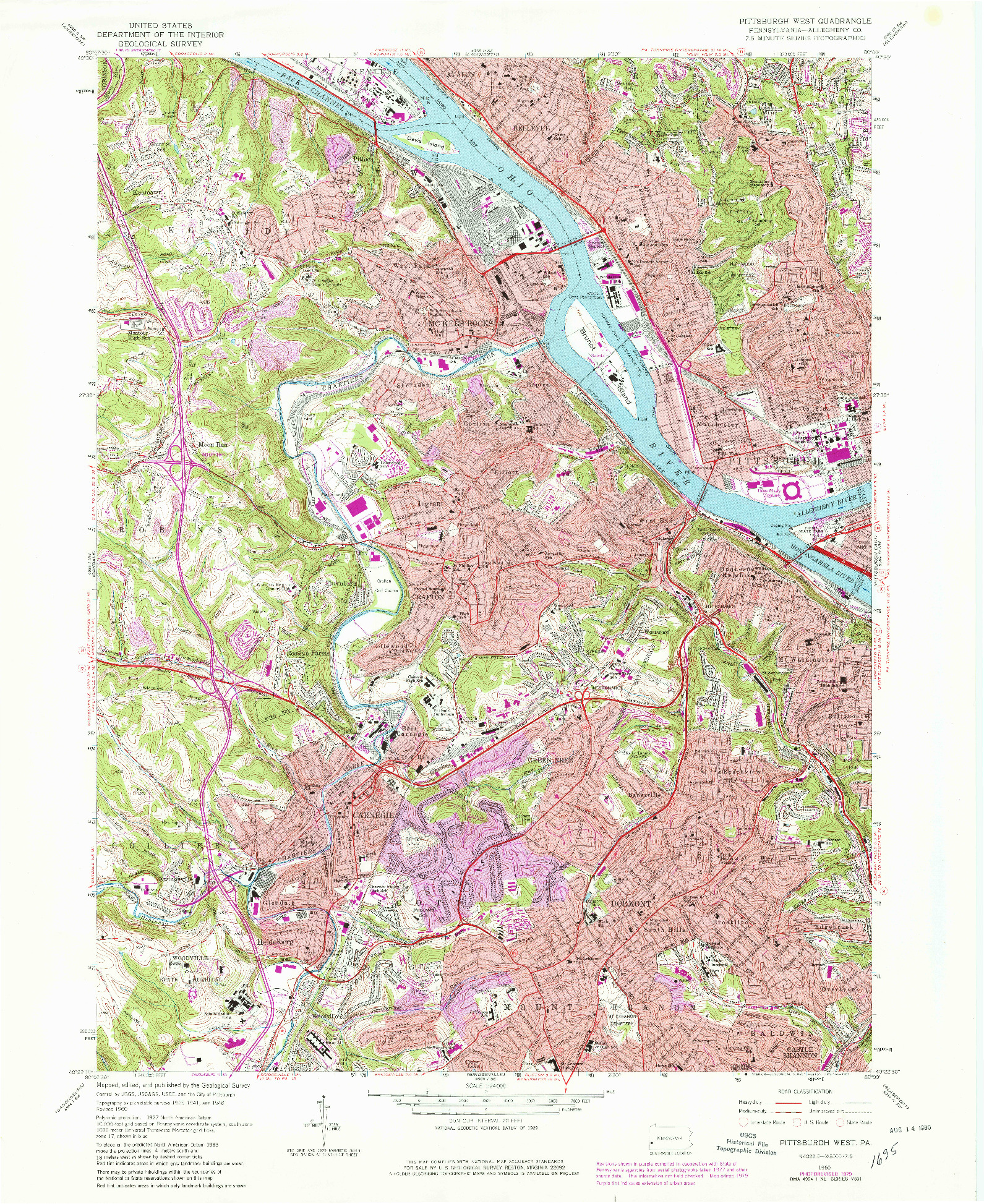 USGS 1:24000-SCALE QUADRANGLE FOR PITTSBURGH WEST, PA 1960