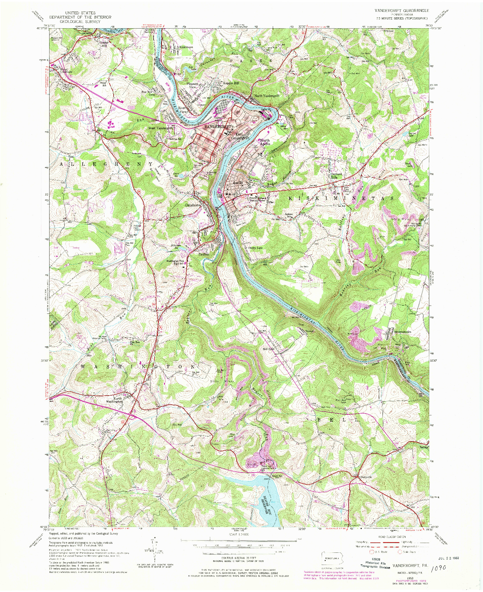 USGS 1:24000-SCALE QUADRANGLE FOR VANDERGRIFT, PA 1953