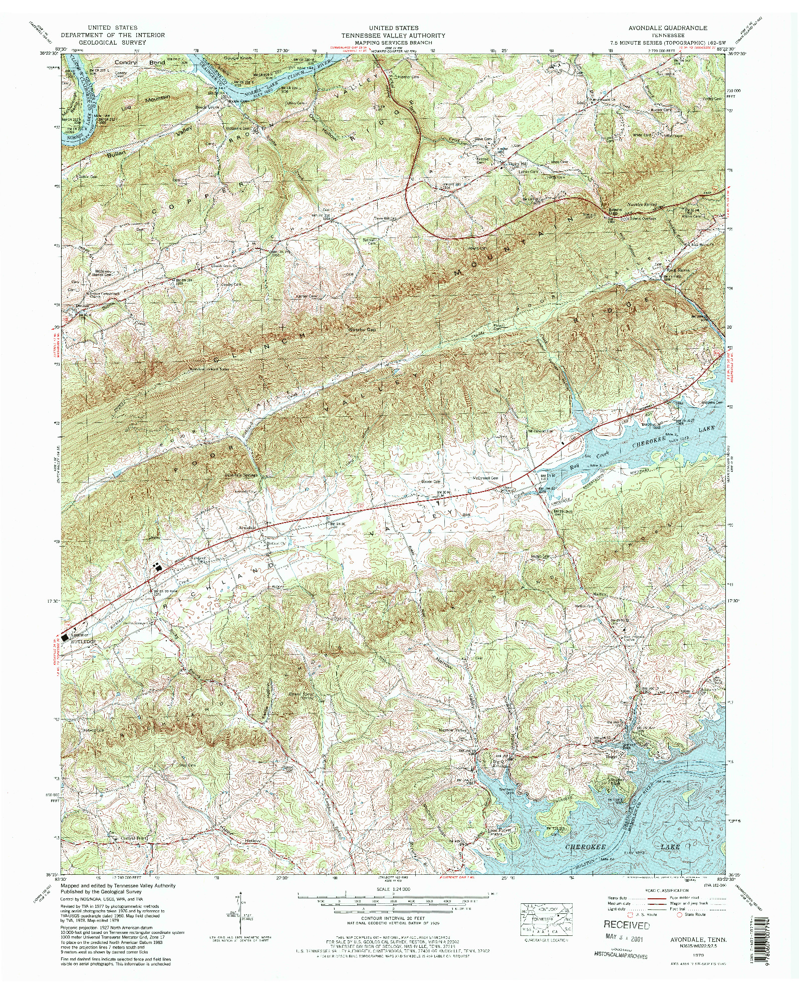 USGS 1:24000-SCALE QUADRANGLE FOR AVONDALE, TN 1979
