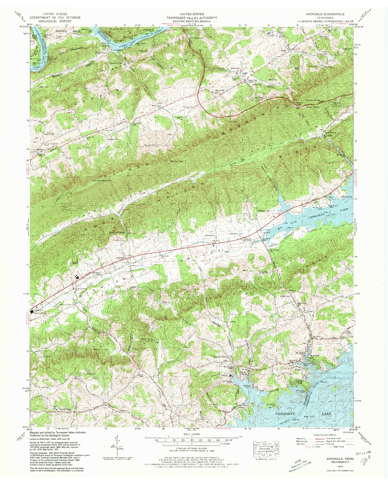 USGS 1:24000-SCALE QUADRANGLE FOR AVONDALE, TN 1979