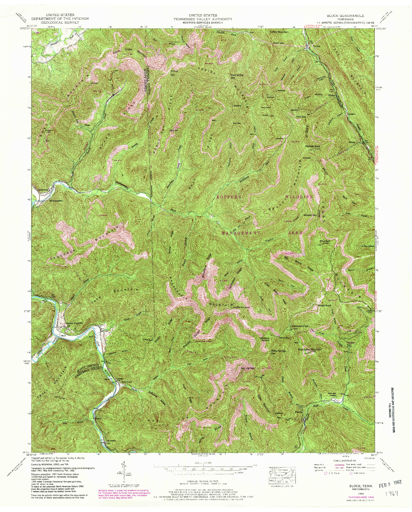 USGS 1:24000-SCALE QUADRANGLE FOR BLOCK, TN 1952