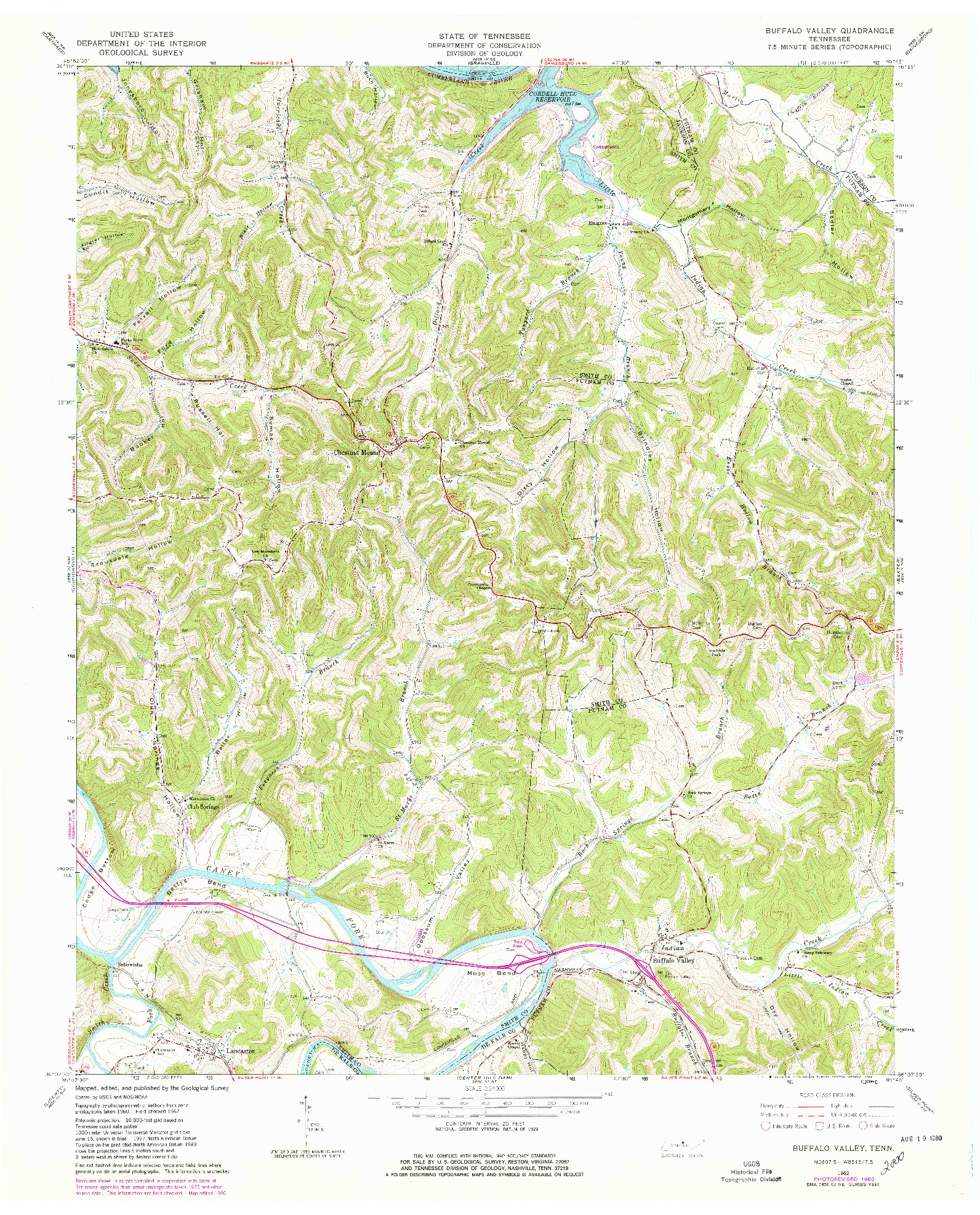 USGS 1:24000-SCALE QUADRANGLE FOR BUFFALO VALLEY, TN 1962