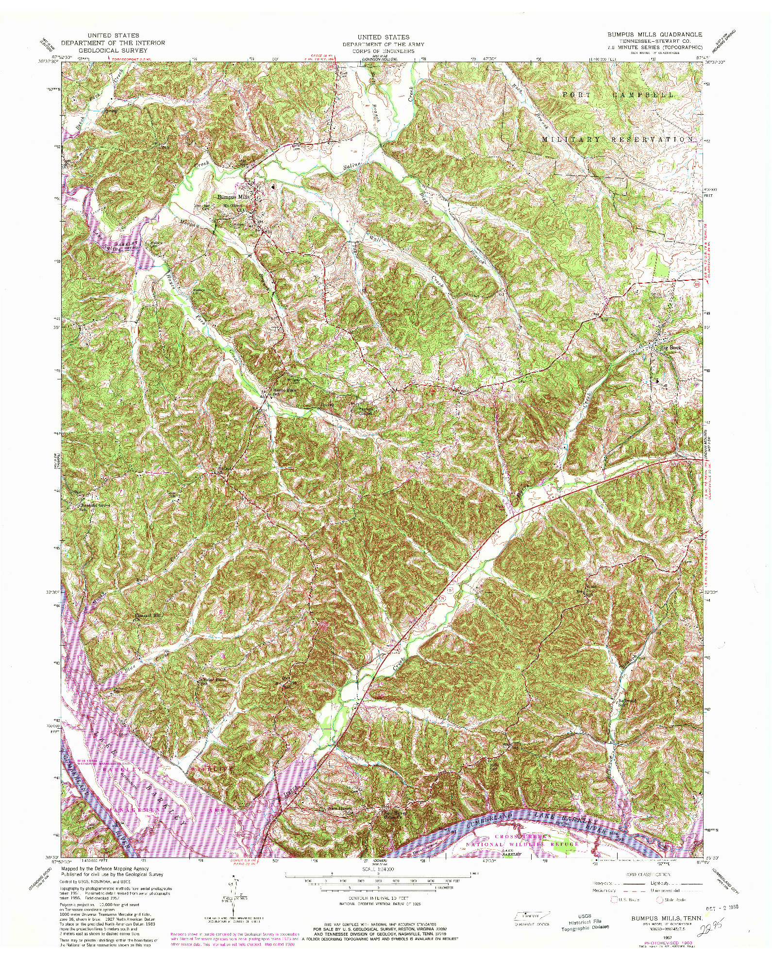 USGS 1:24000-SCALE QUADRANGLE FOR BUMPUS MILLS, TN 1957