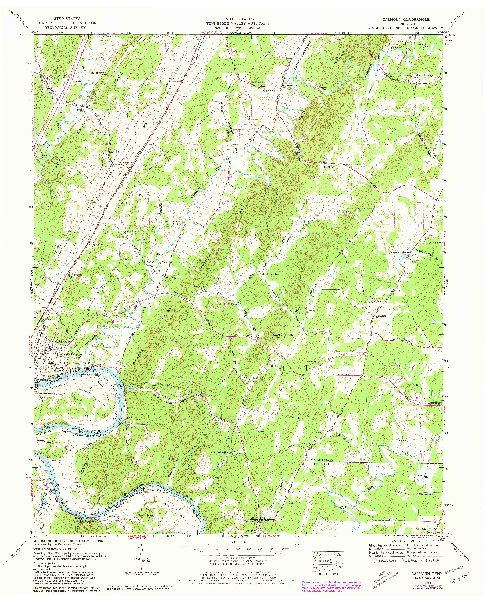USGS 1:24000-SCALE QUADRANGLE FOR CALHOUN, TN 1964