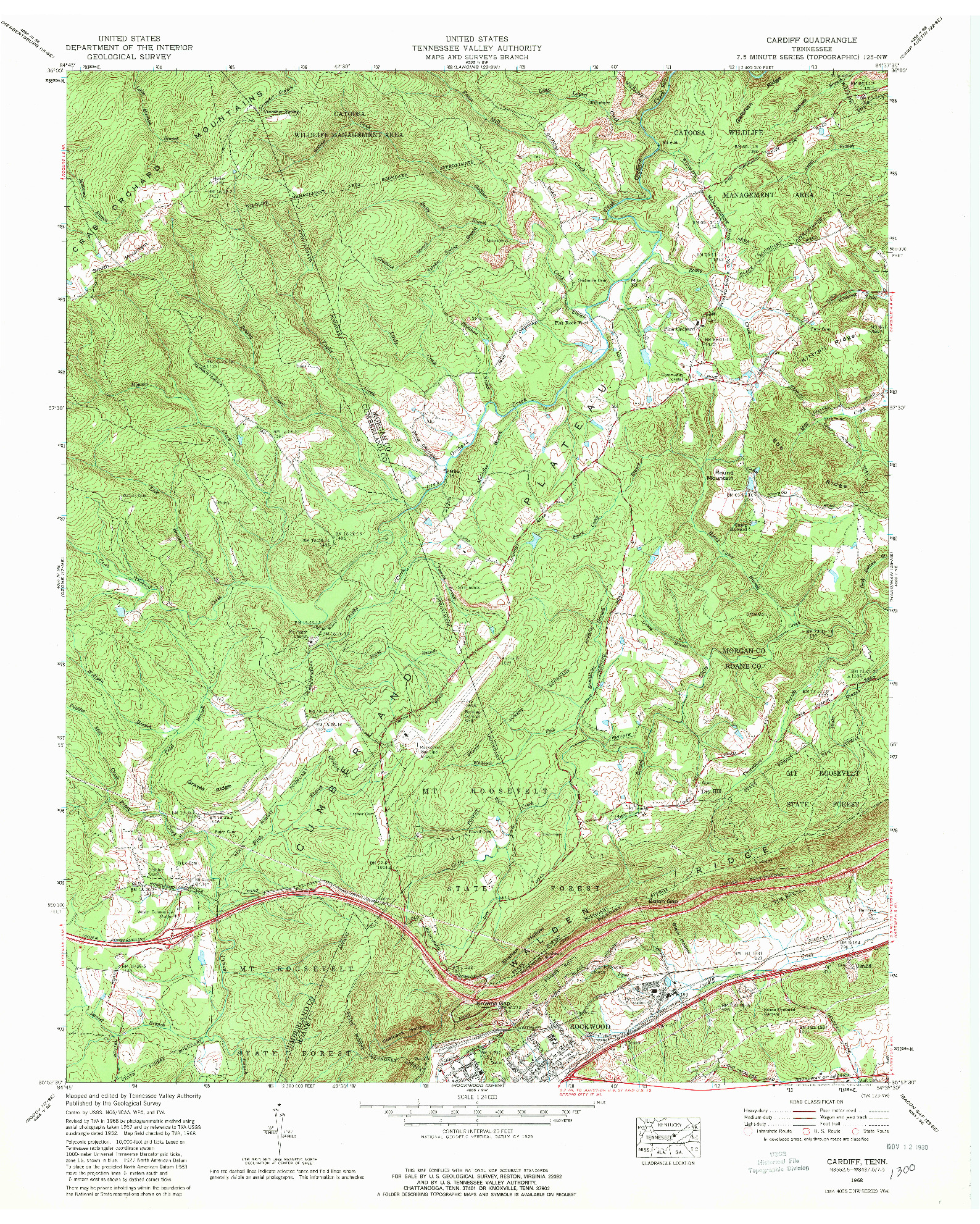 USGS 1:24000-SCALE QUADRANGLE FOR CARDIFF, TN 1968