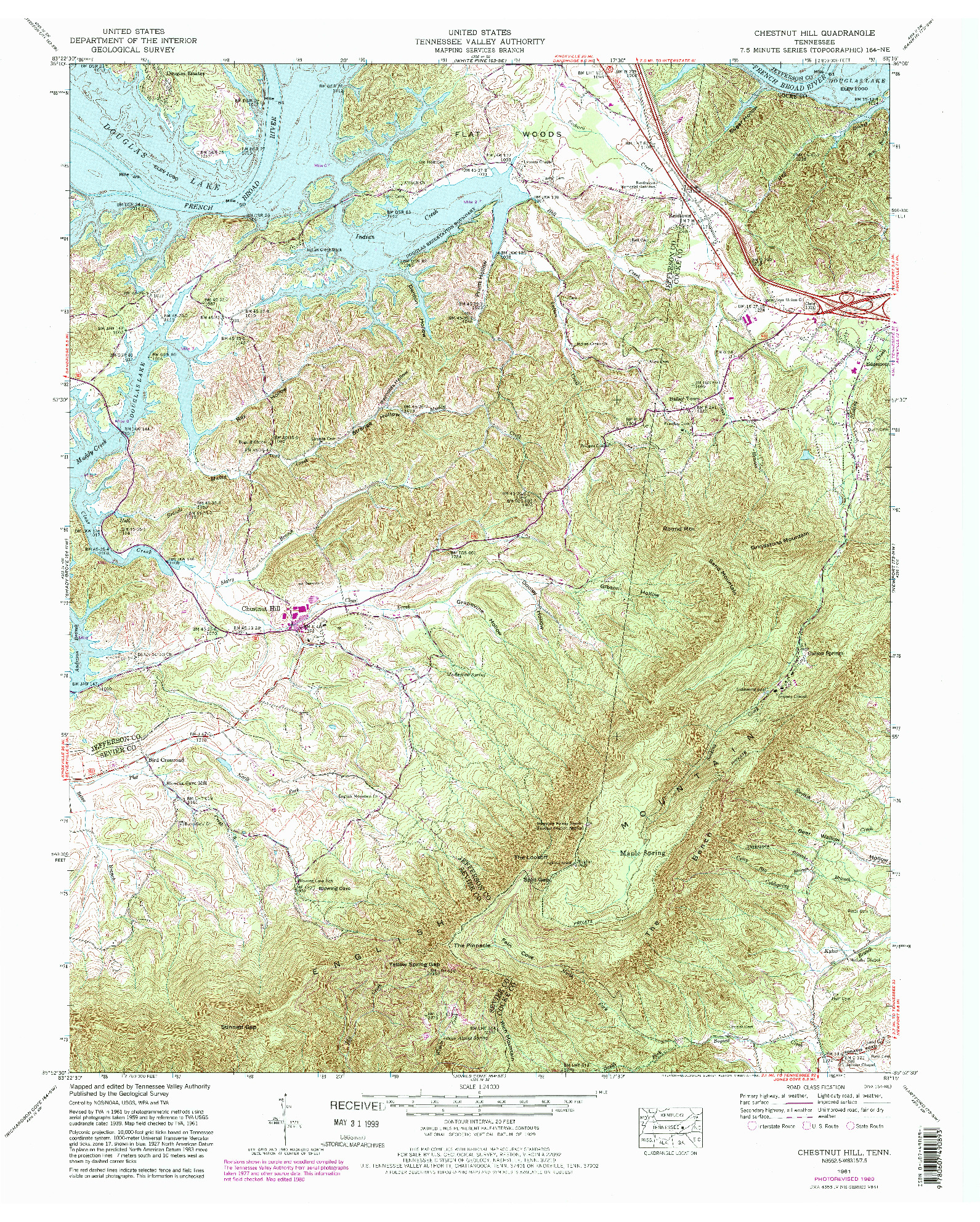 USGS 1:24000-SCALE QUADRANGLE FOR CHESTNUT HILL, TN 1961