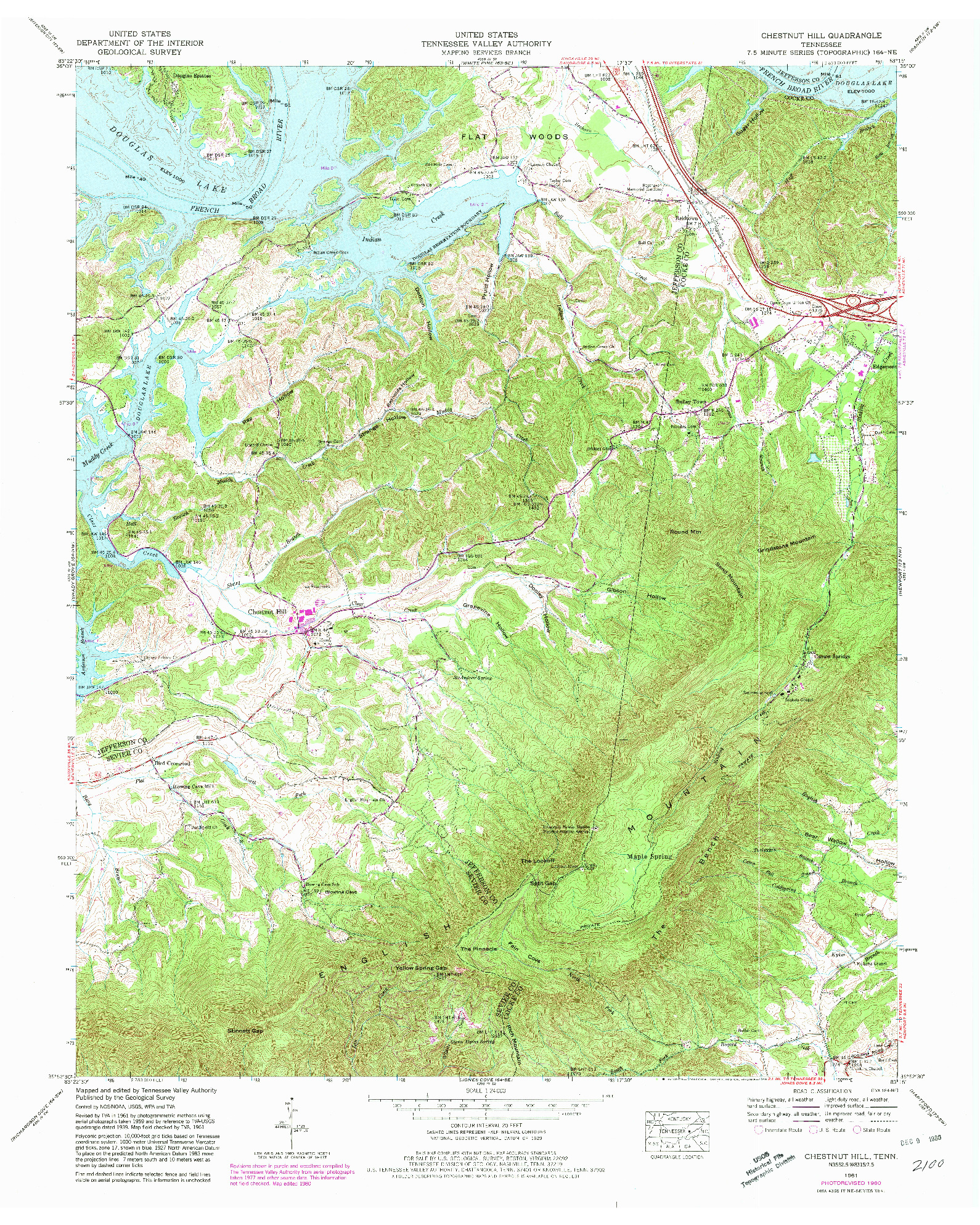 USGS 1:24000-SCALE QUADRANGLE FOR CHESTNUT HILL, TN 1961