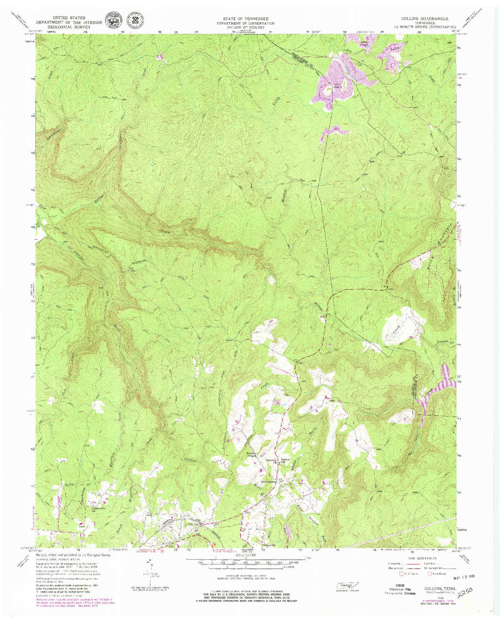 USGS 1:24000-SCALE QUADRANGLE FOR COLLINS, TN 1956