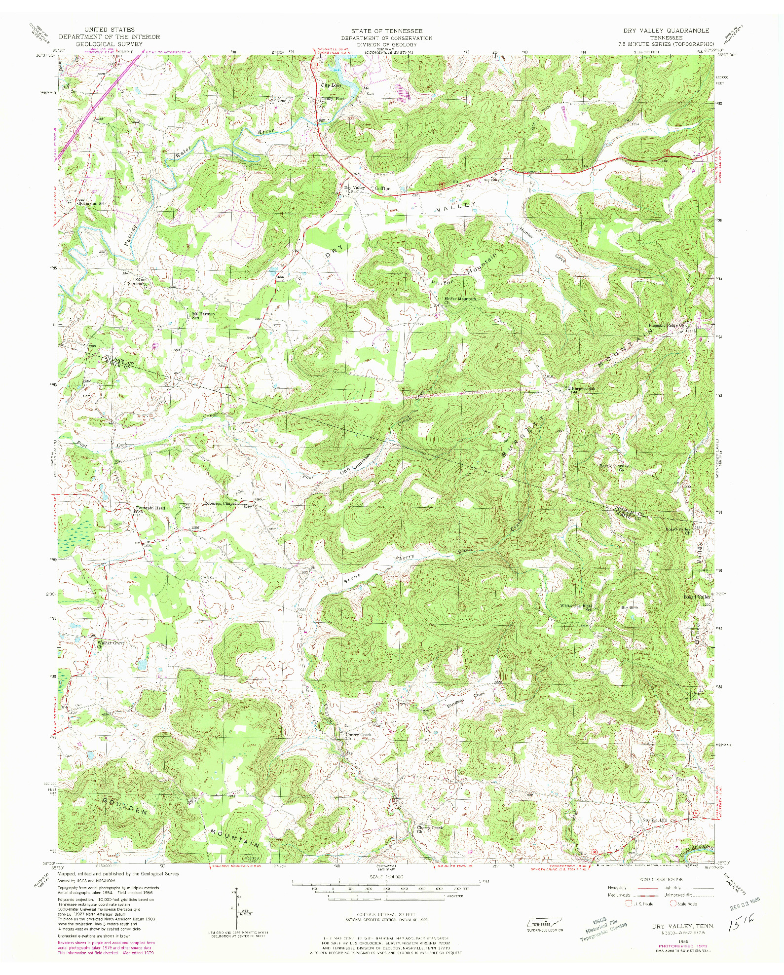 USGS 1:24000-SCALE QUADRANGLE FOR DRY VALLEY, TN 1956