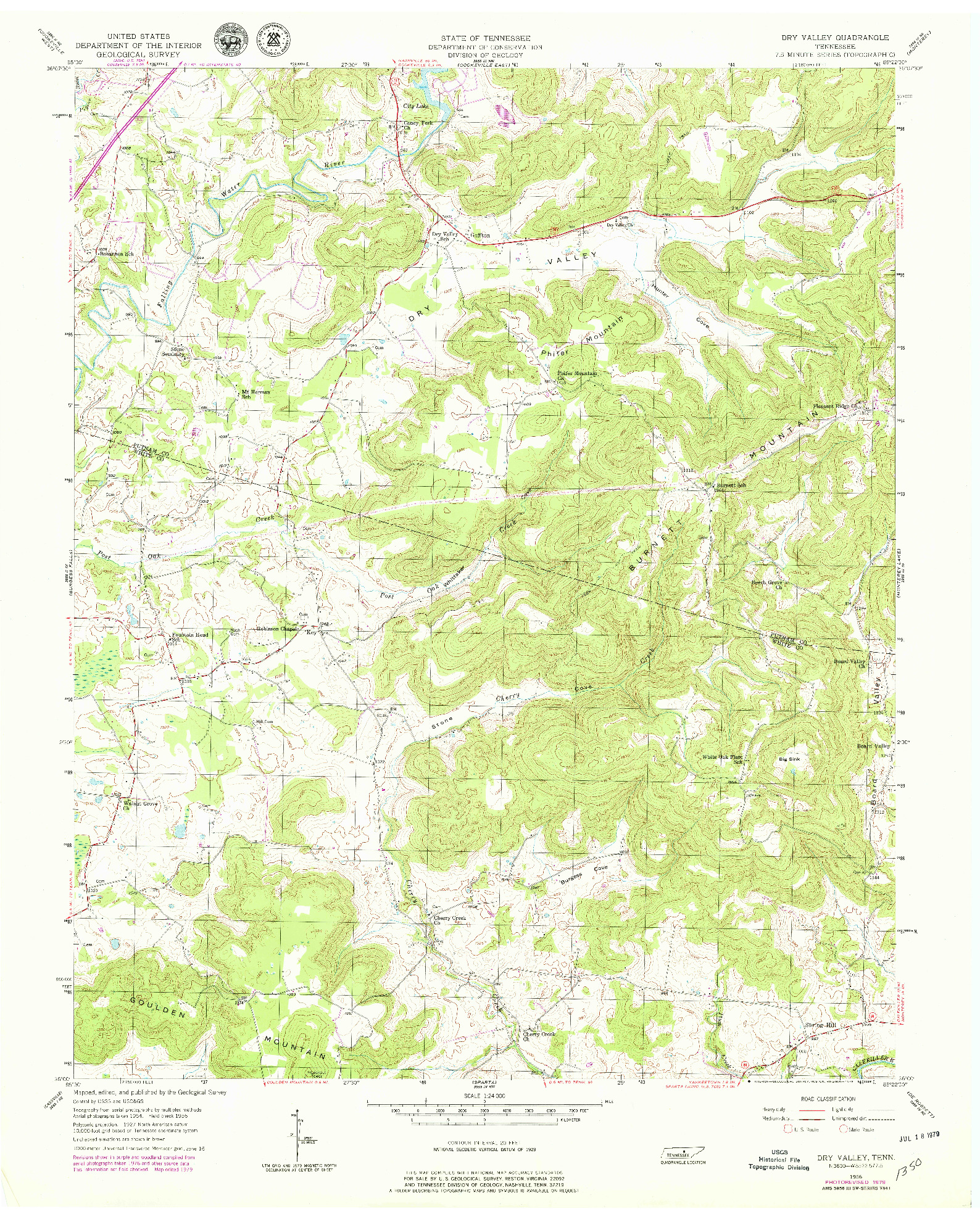 USGS 1:24000-SCALE QUADRANGLE FOR DRY VALLEY, TN 1956