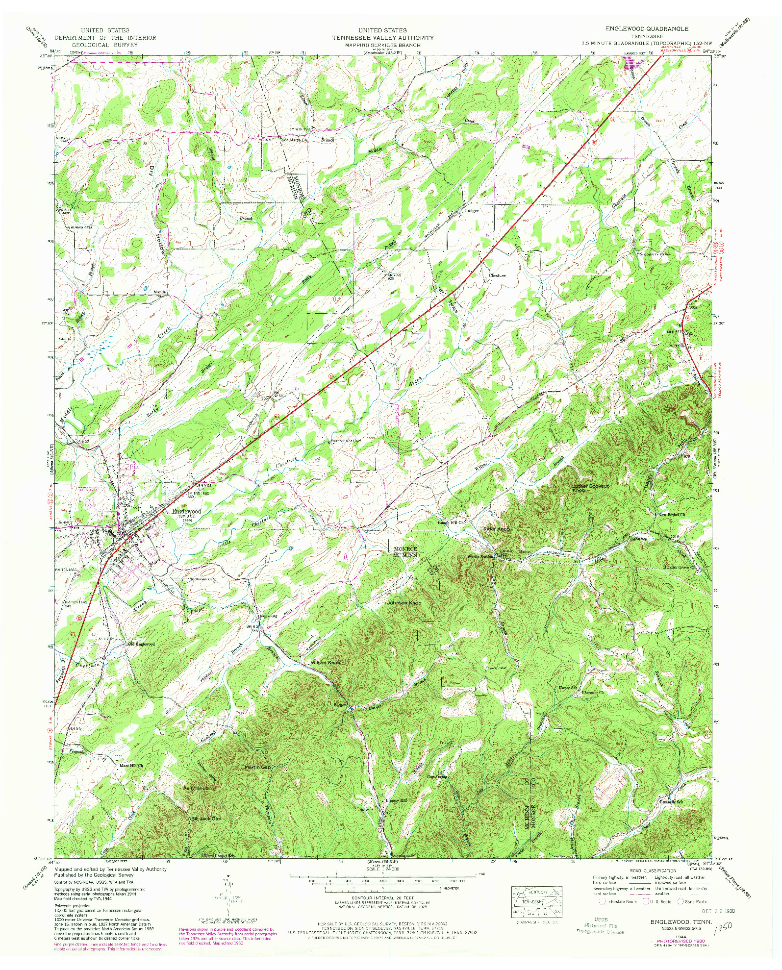 USGS 1:24000-SCALE QUADRANGLE FOR ENGLEWOOD, TN 1944