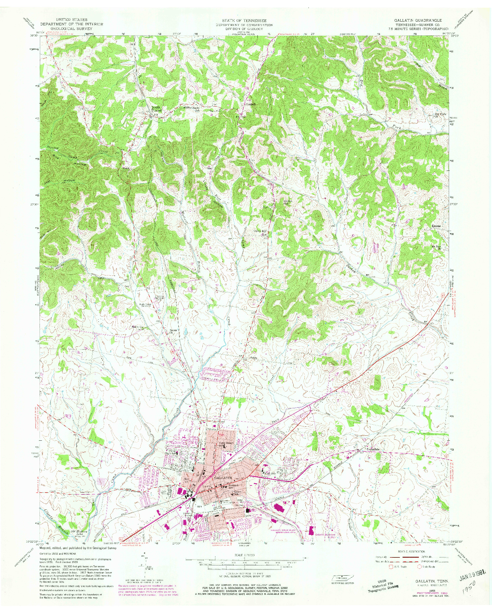 USGS 1:24000-SCALE QUADRANGLE FOR GALLATIN, TN 1955