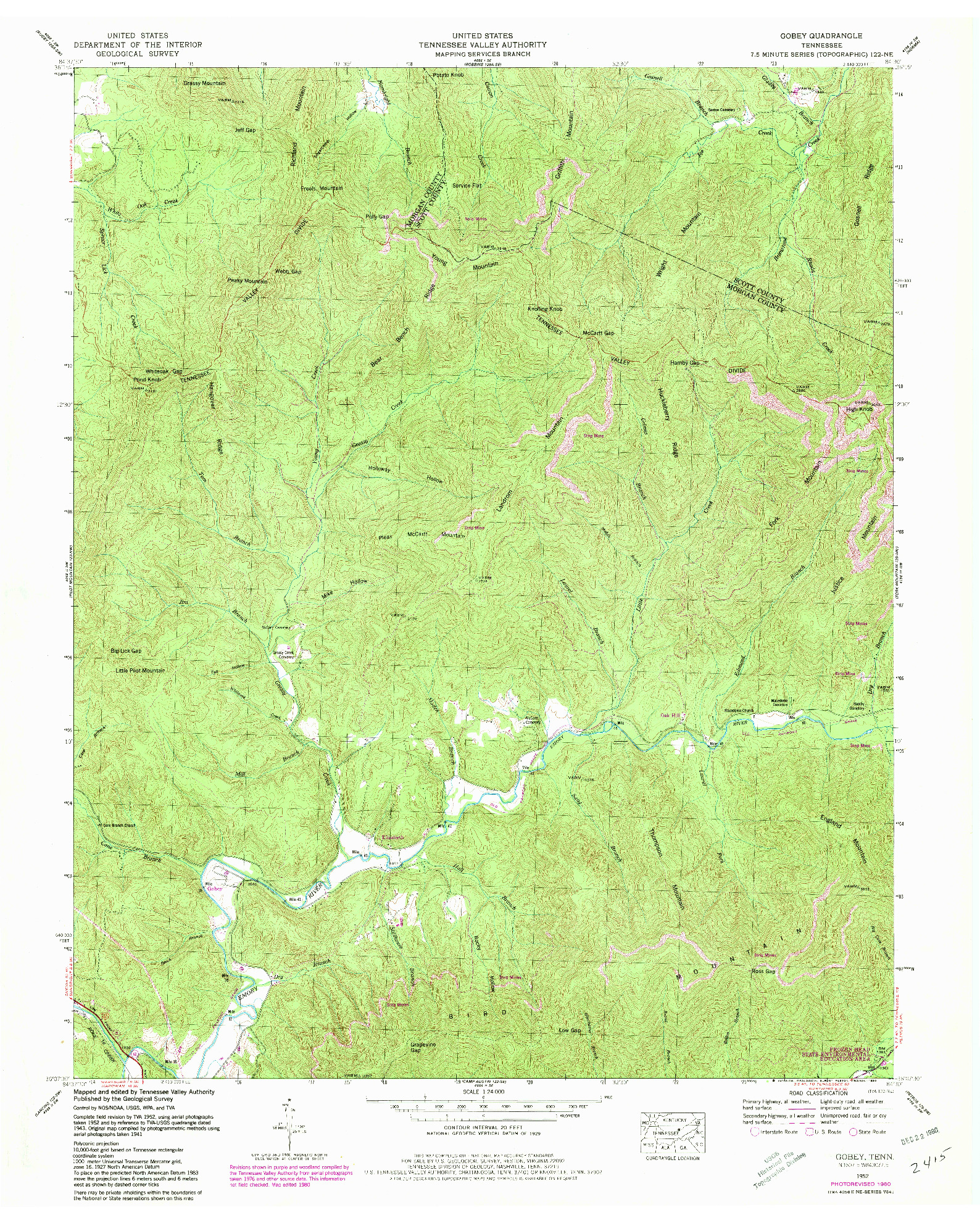 USGS 1:24000-SCALE QUADRANGLE FOR GOBEY, TN 1952