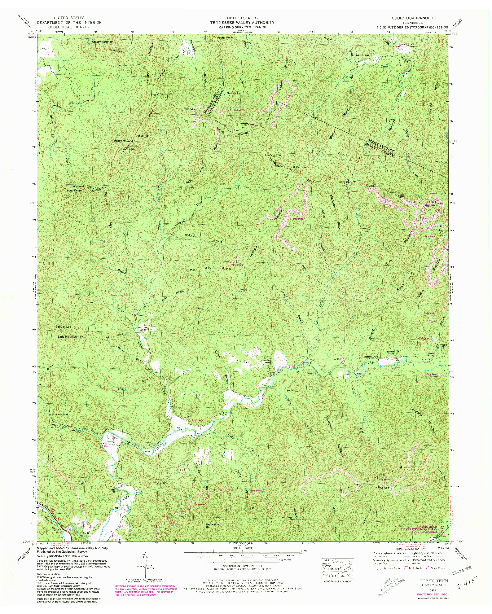USGS 1:24000-SCALE QUADRANGLE FOR GOBEY, TN 1952